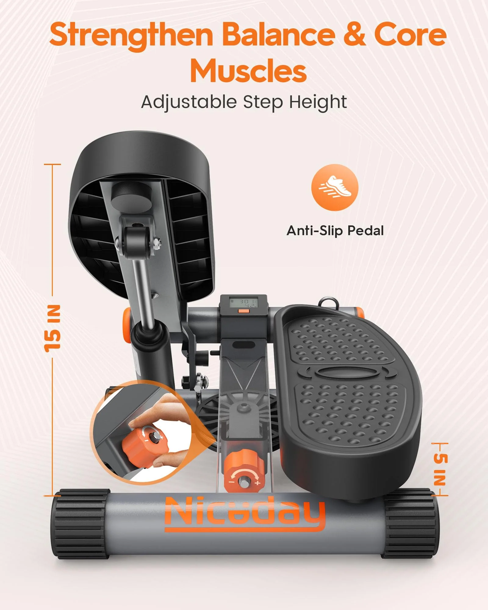 Niceday Mini Stair Stepper with Resistance Bands