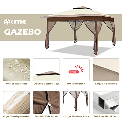 12'x12' Gazebo Outdoor Pop up Canopy Tent with Curtains and Shelter for Patio. Party & Backyard