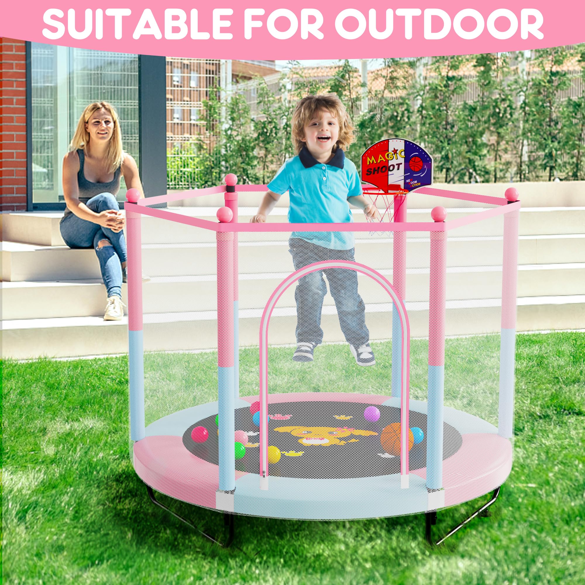 VGMiu 60 Trampoline for Kids. 5 FT Toddler Baby Trampoline