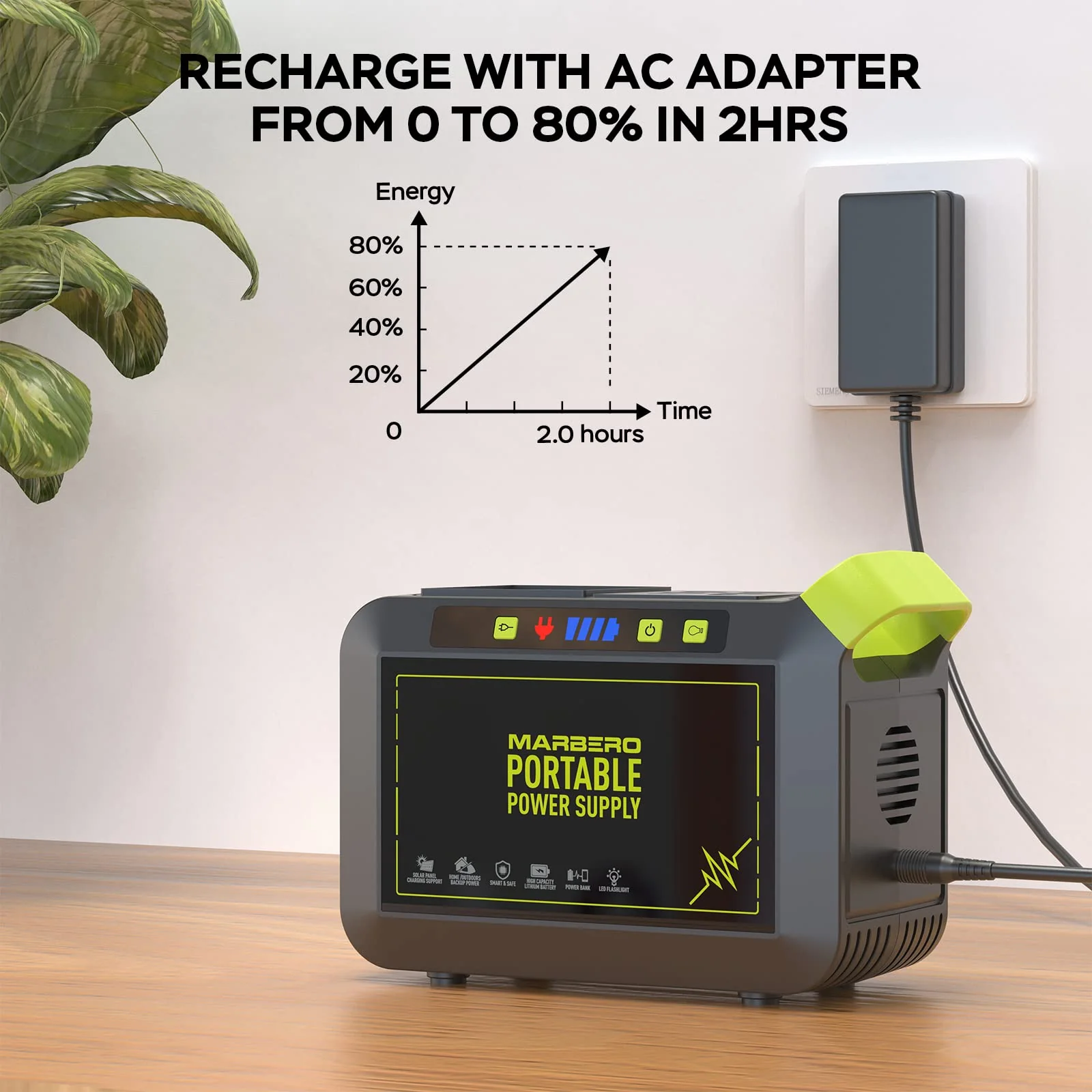 MARBERO 88Wh Portable Power Station 24000mAh Camping Solar Generator