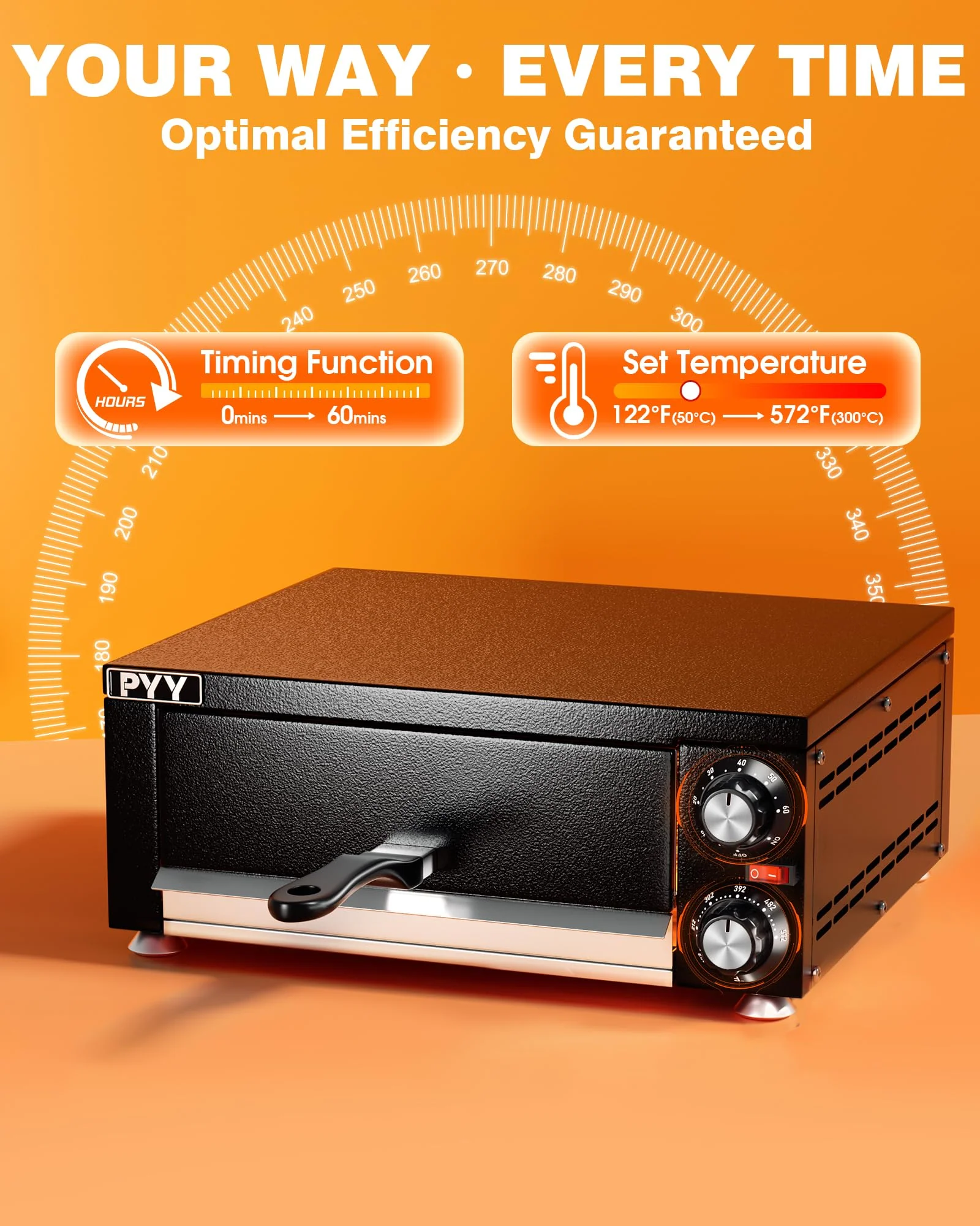PYY Electric Countertop Pizza Oven. Pizza Maker Machine