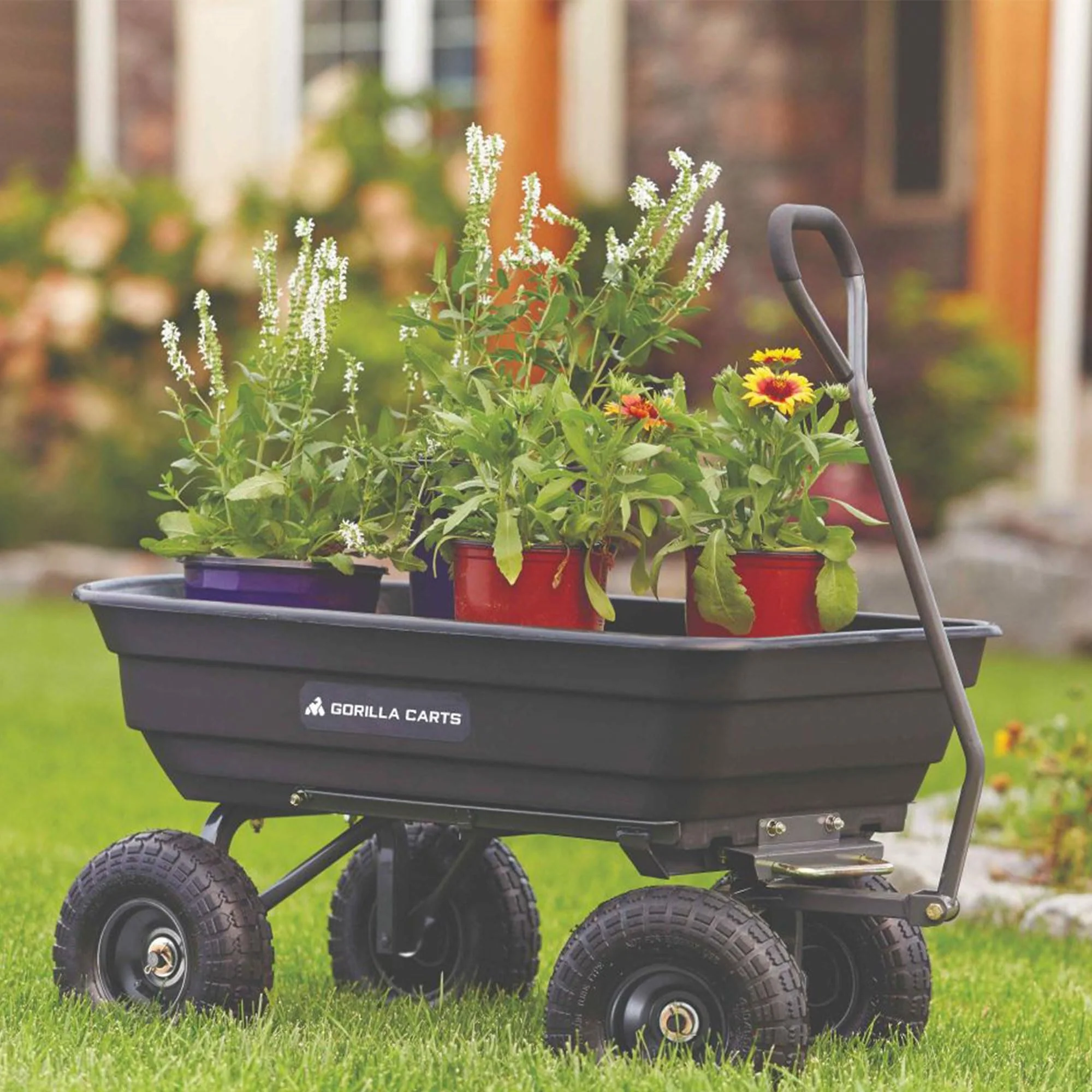 Gorilla Carts Poly Garden Dump Cart with Easy to Assemble Steel Frame