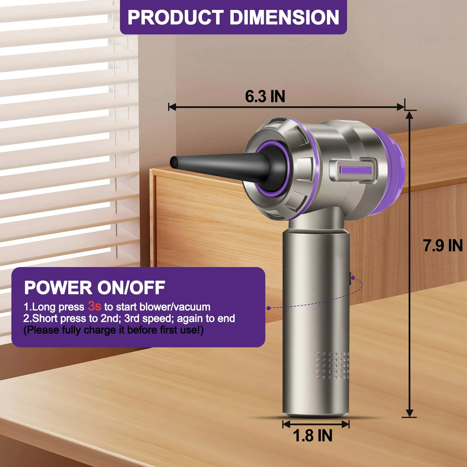 PeroBuno Air Duster for PC. 200000RPM Compressed Air Blower