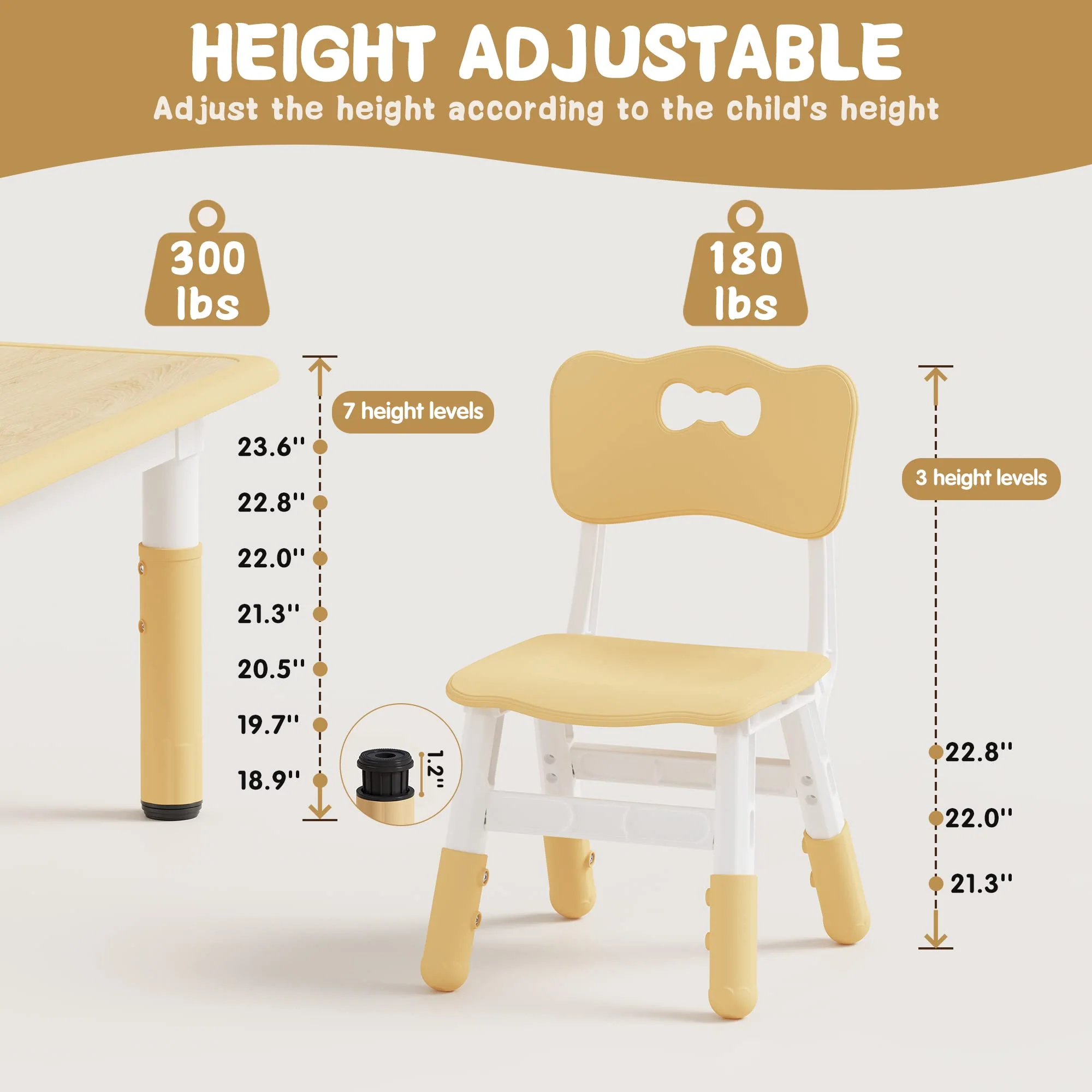 Brelley Kids Table and 4 Chairs Set for Ages 2-8