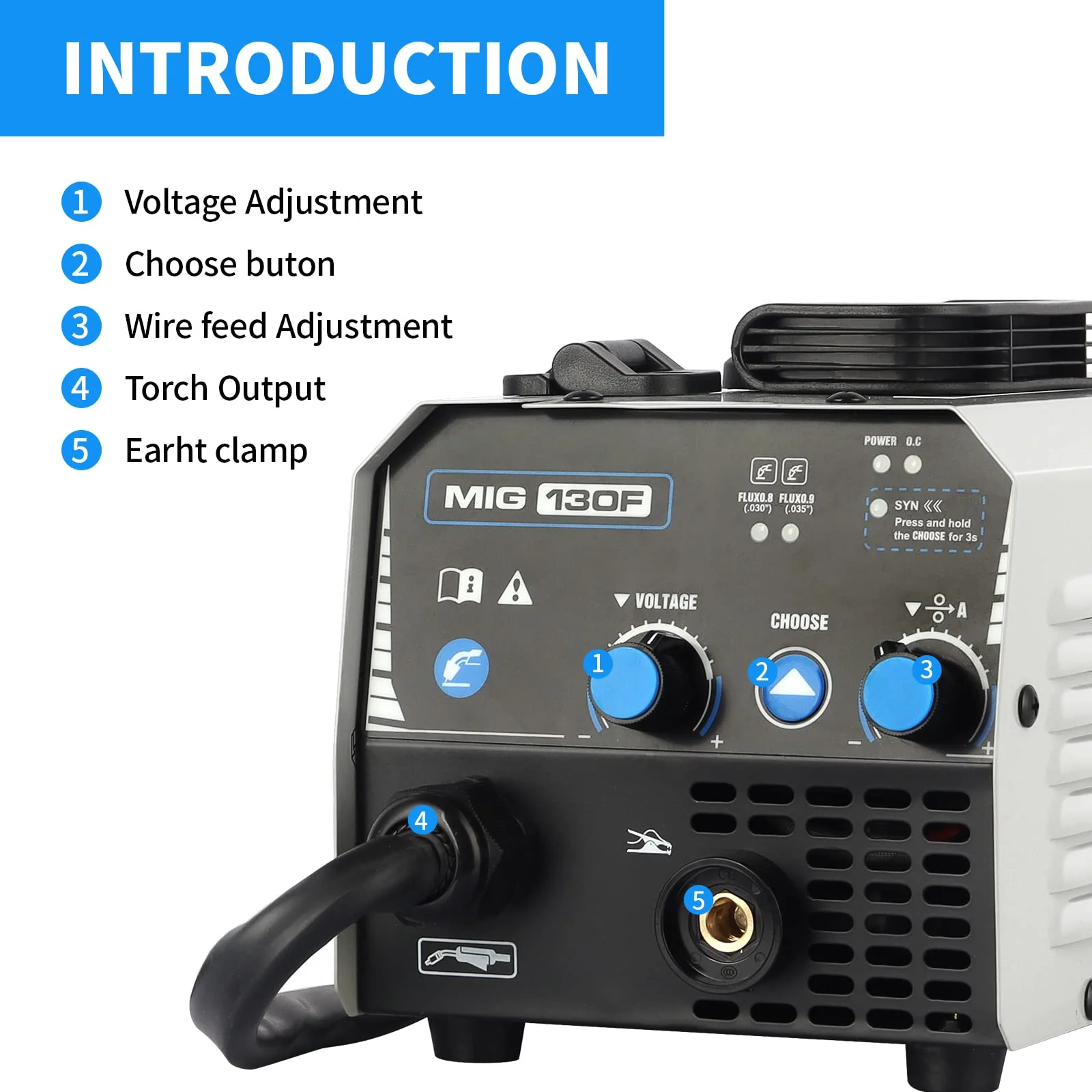 AZZUNO MIG Welder. Flux Core Welder Machine 110V 130Amp