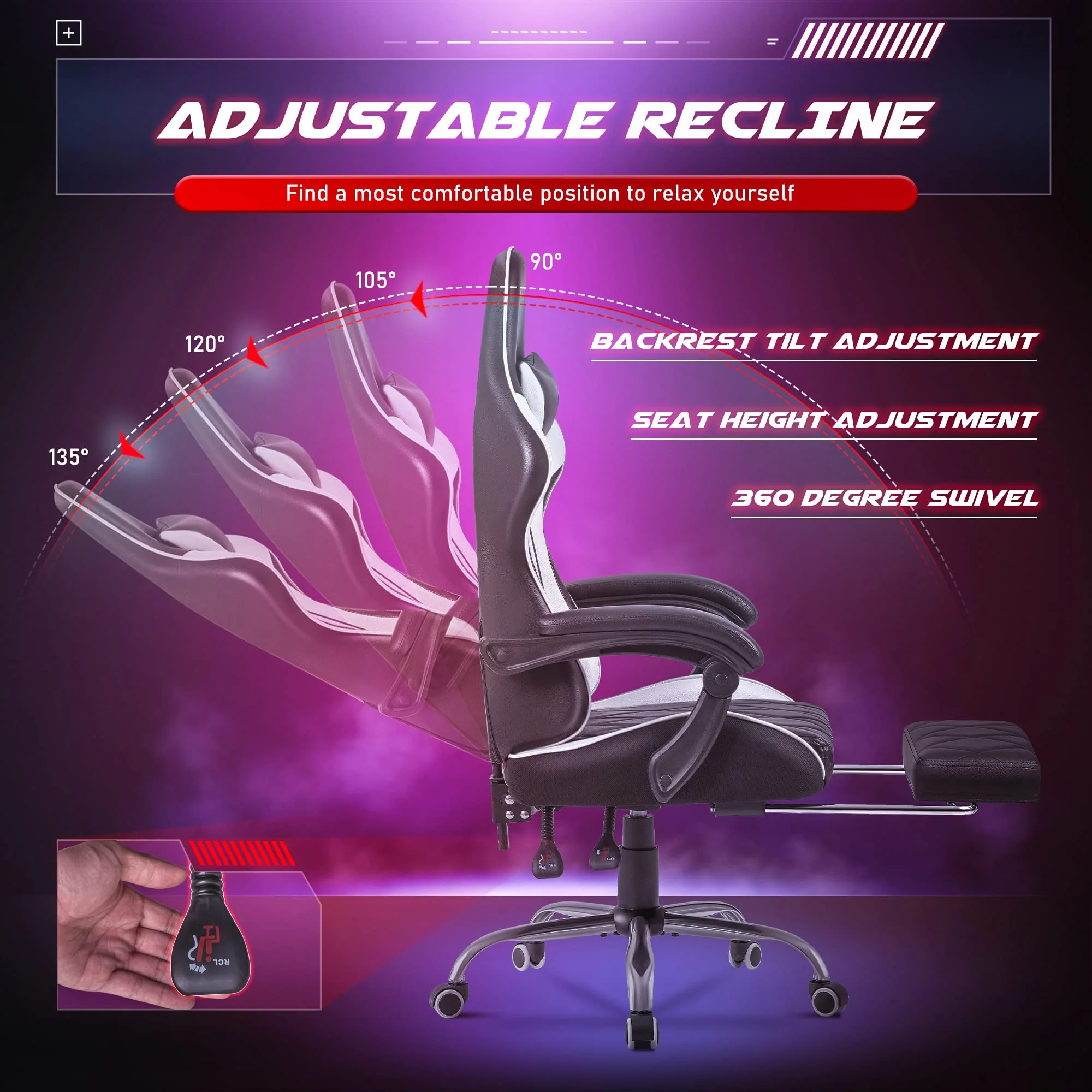 Homall Ergonomic High Back Game Chair with Swivel Seat