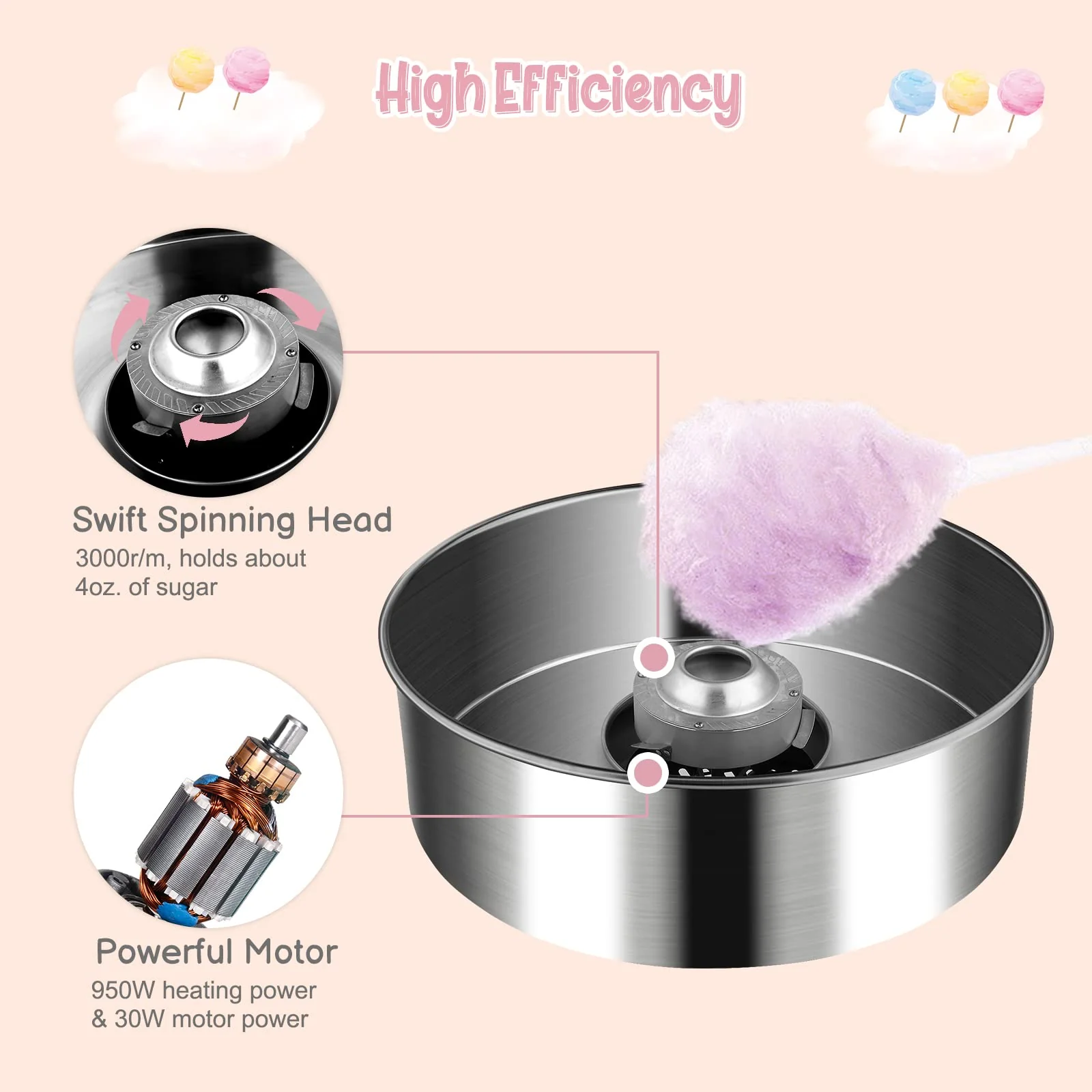 ROVSUN 21 Inch Cotton Candy Machine Cart
