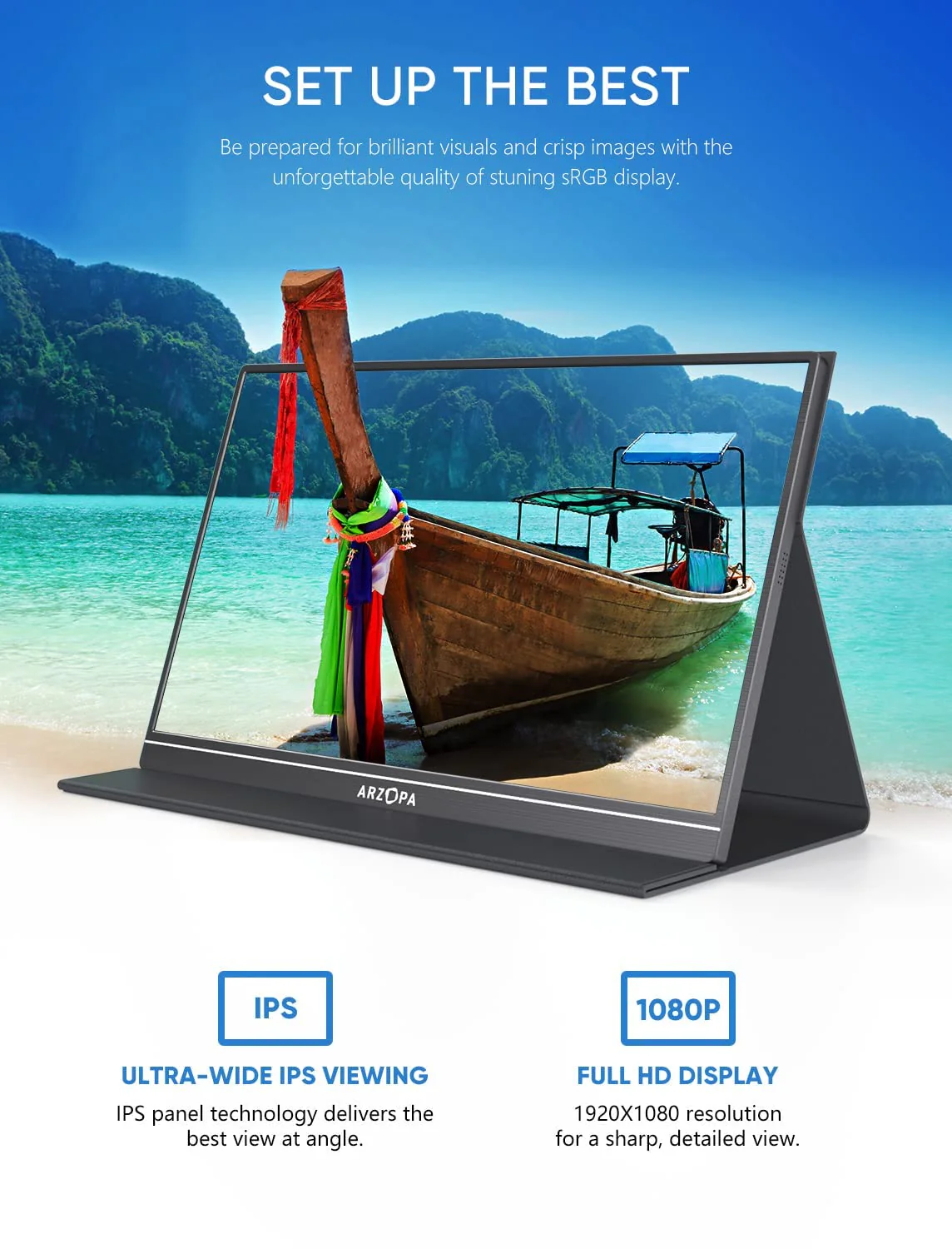 ARZOPA Portable Monitor. 15.6'' 1080P FHD Laptop Monitor