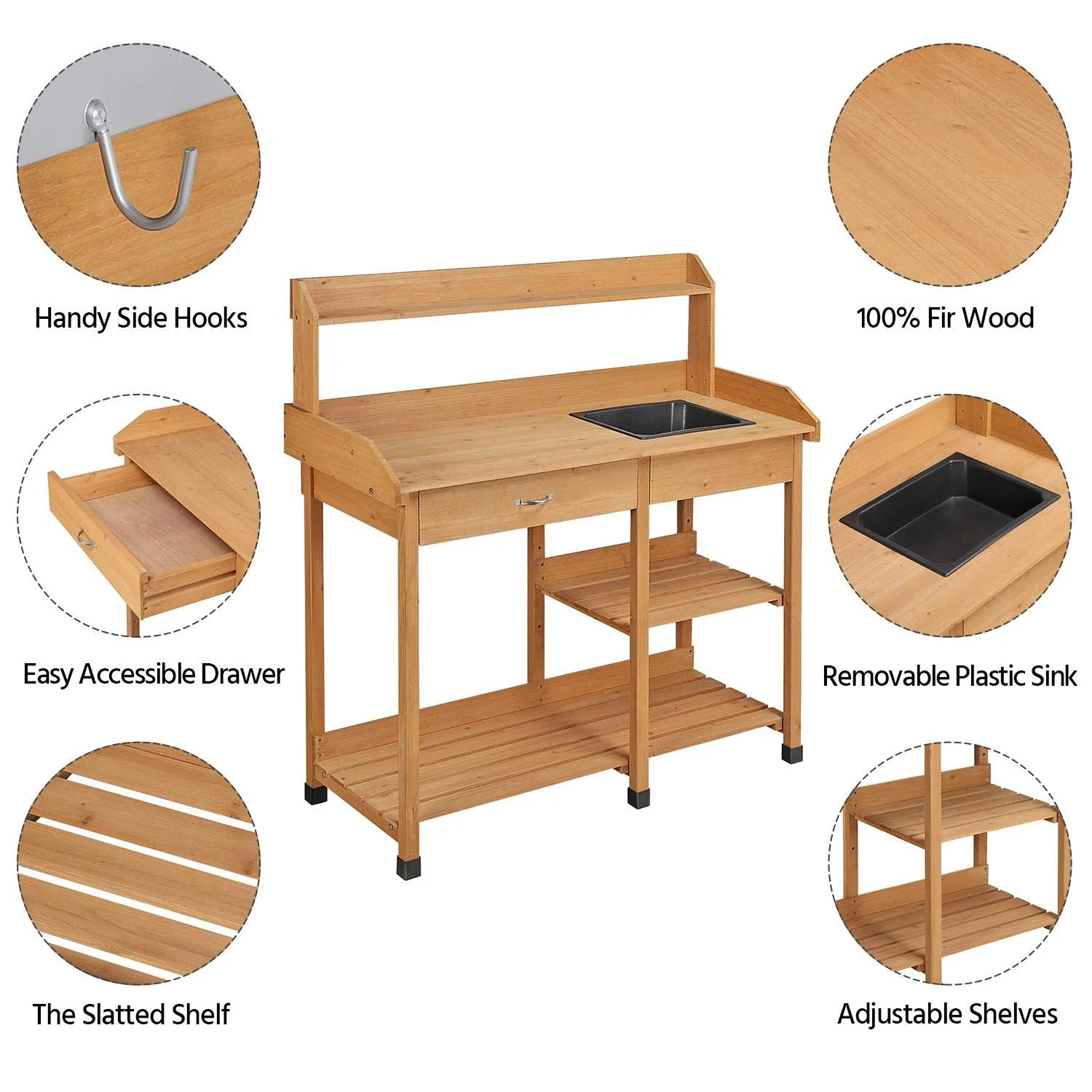 Topeakmart 45.2x17.7x47.6'' Potting Benches Outdoor Potting Table