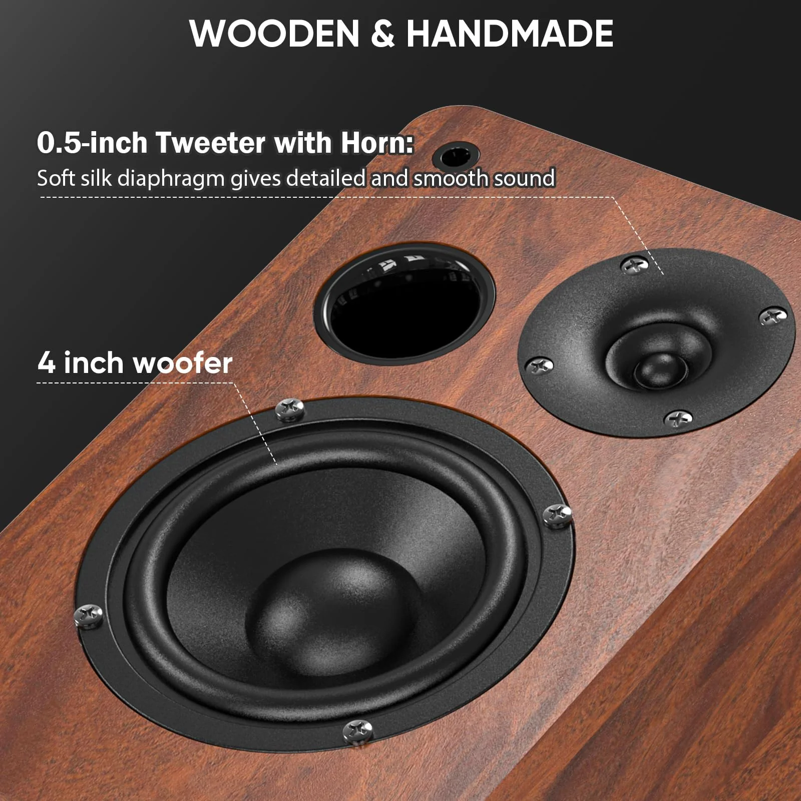 Saiyin Bluetooth Bookshelf Speakers. 40W X 2 Powered TV Speakers