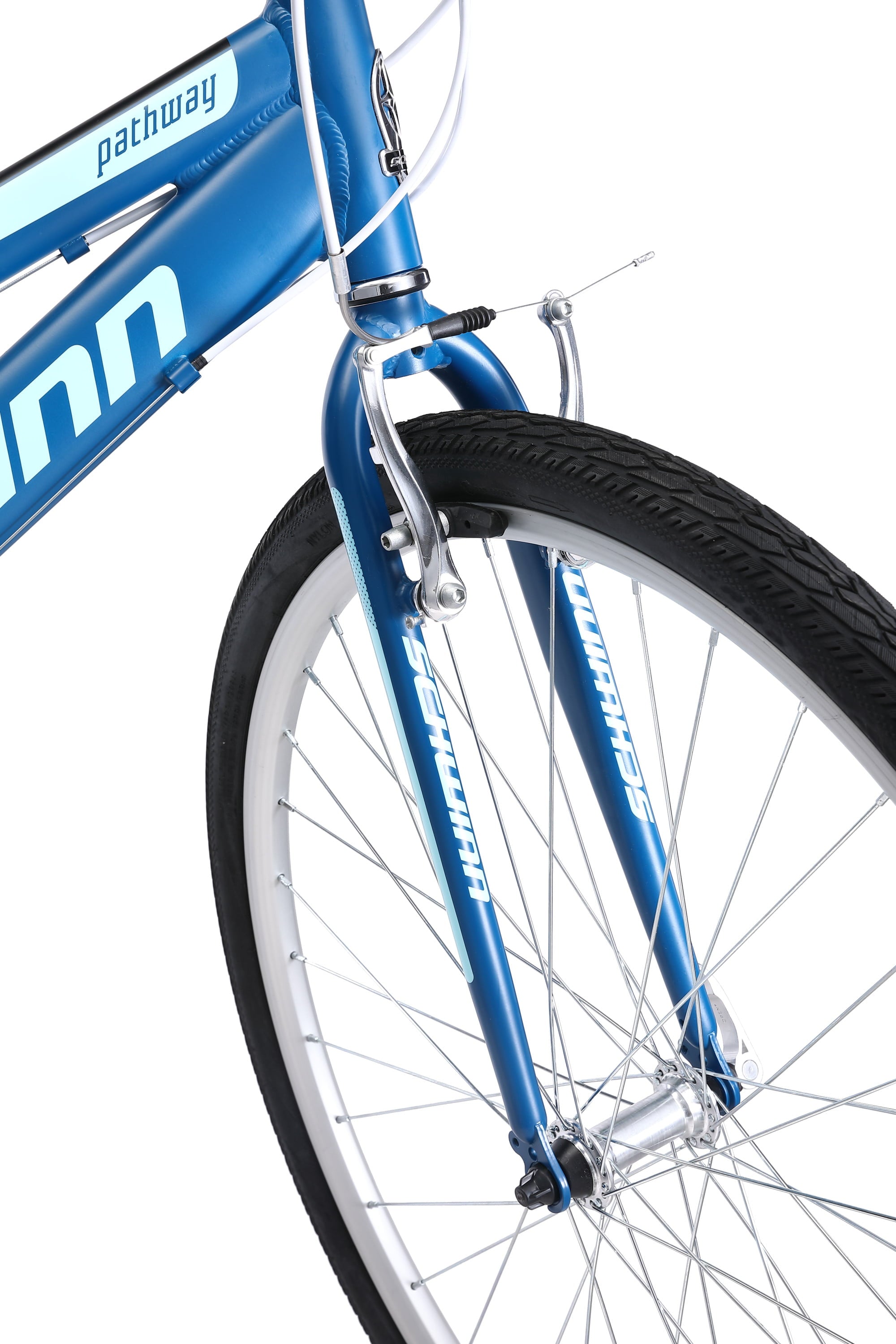 Pathway Multi-Use Bike. 700c wheels. 18 speeds. womens frame. blue. 28 inch wheel size. hybrid