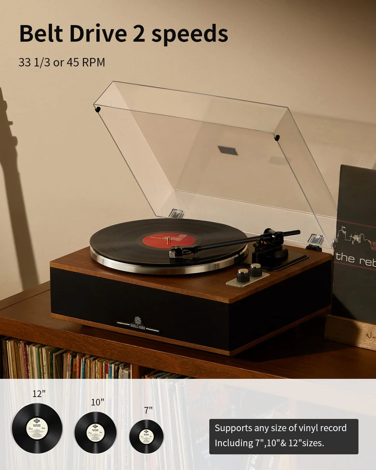 ANGELS HORN Vinyl Record Player Built in Speakers