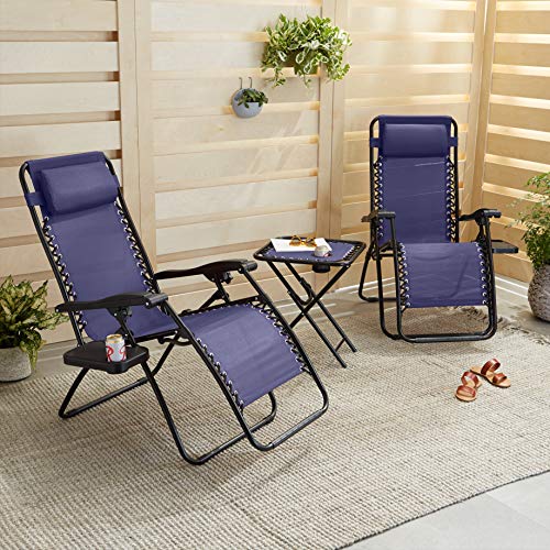 Outdoor Adjustable Zero Gravity Folding Reclining Lounge Chair Set