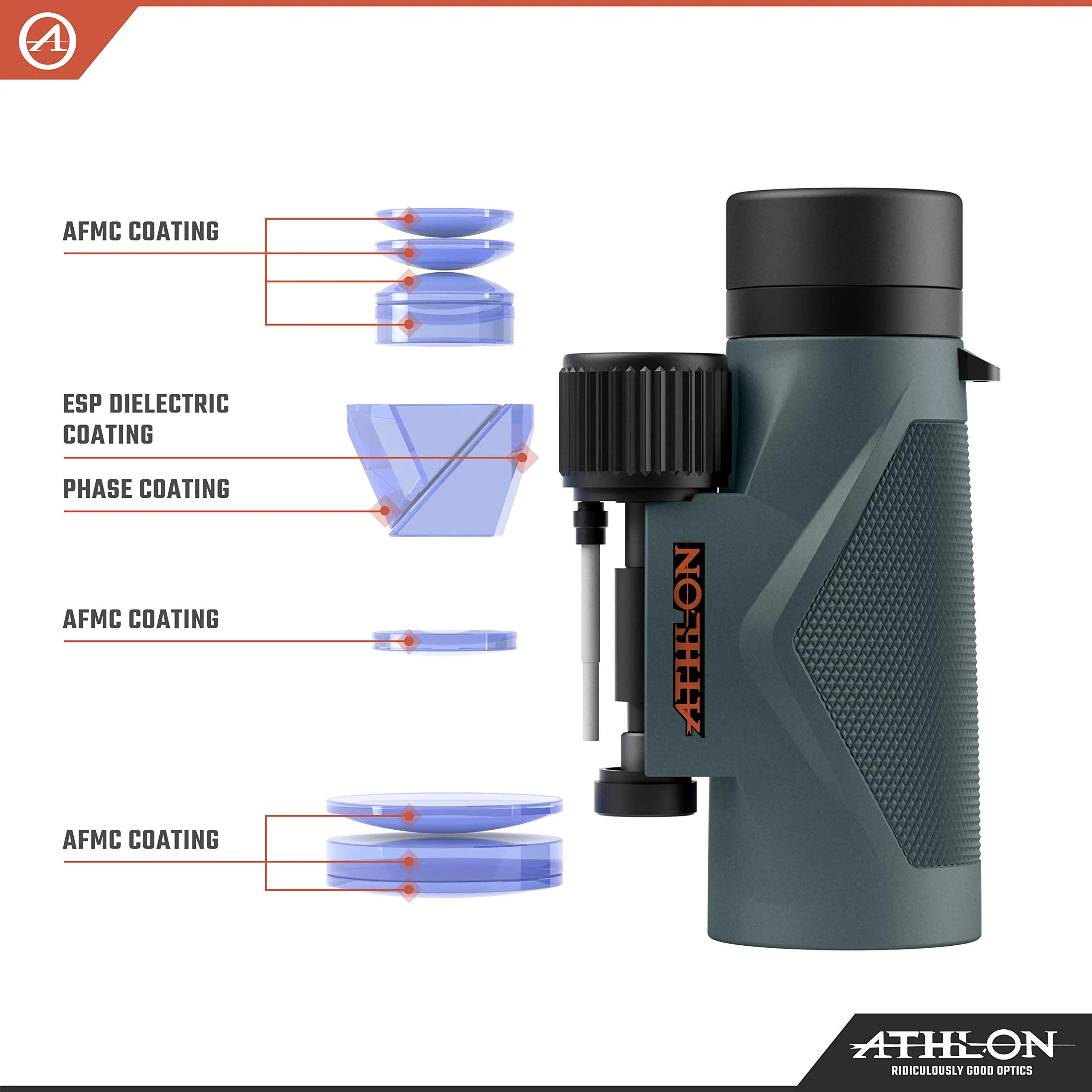 Athlon Optics 8x42 Midas UHD Gray Binoculars