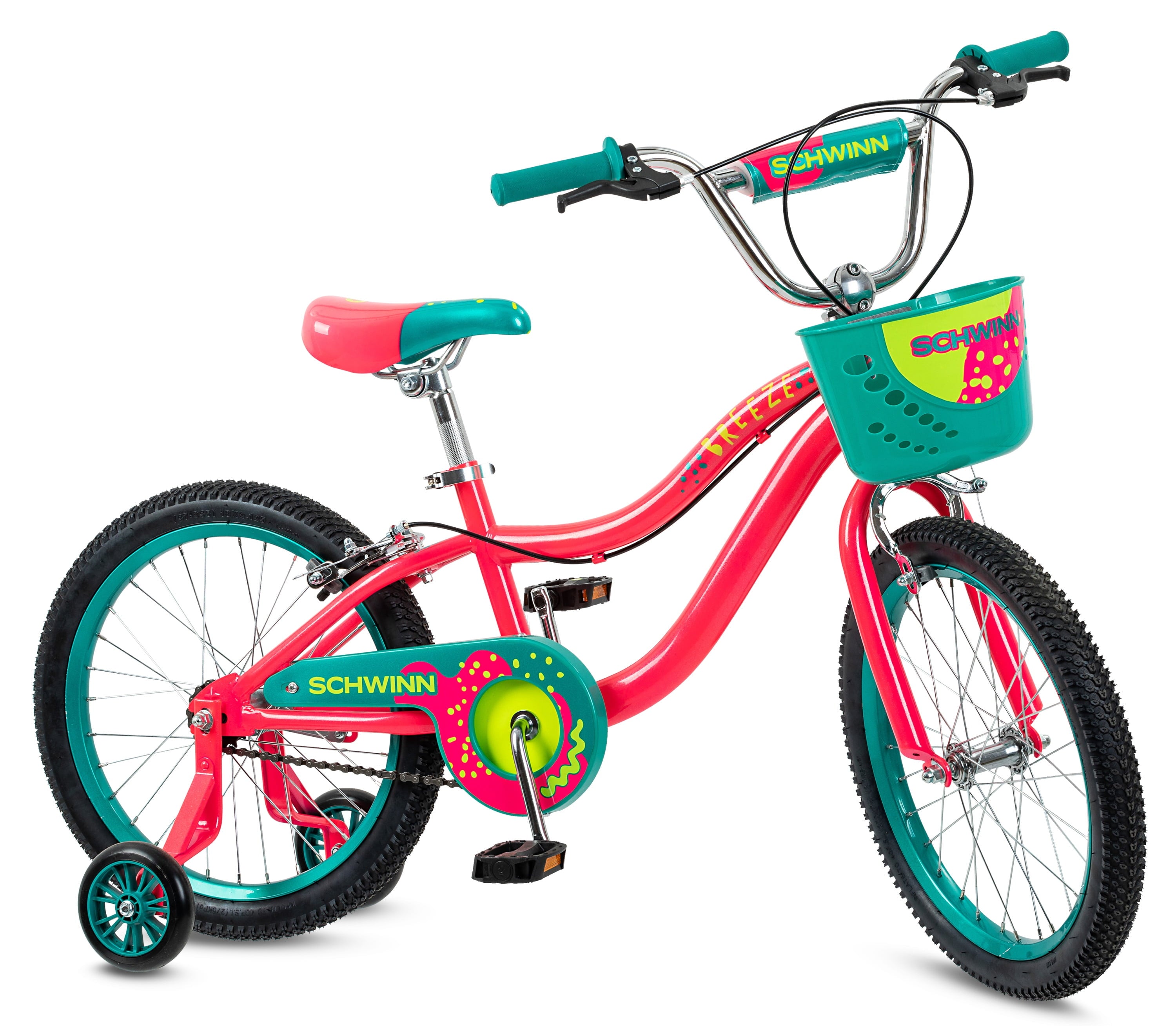 18-in. Breeze Girls Kids Bike with Basket. Pink