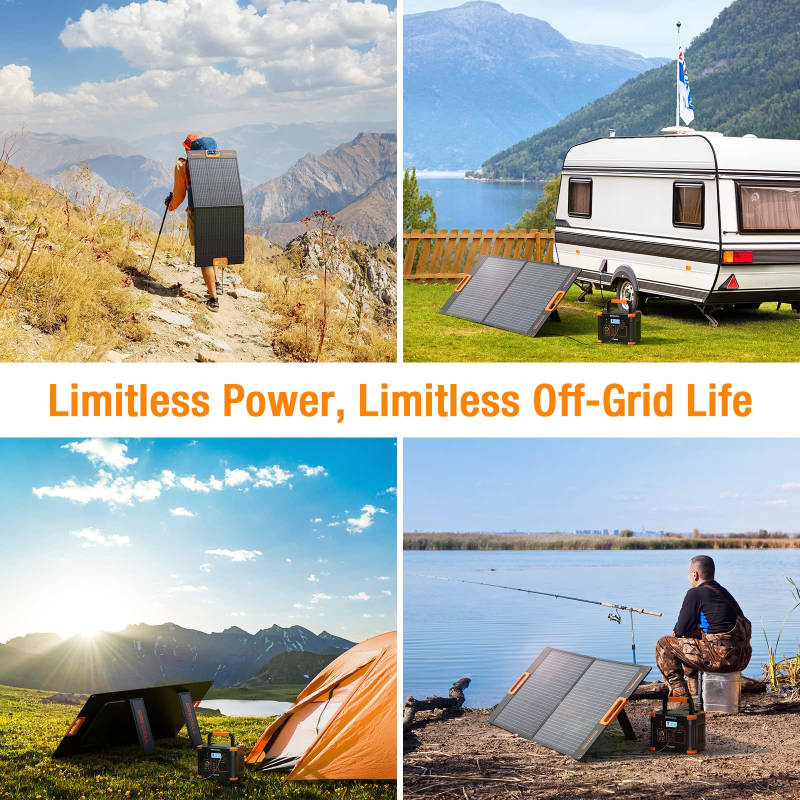 GRECELL 100W Portable Solar Panel for Power Station Generator