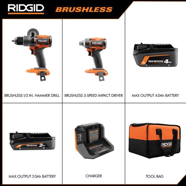 18V Brushless Cordless 3-Tool Combo Kit w/ Hammer Drill. Impact Driver. Jig Saw. Batteries. Charger & Bag