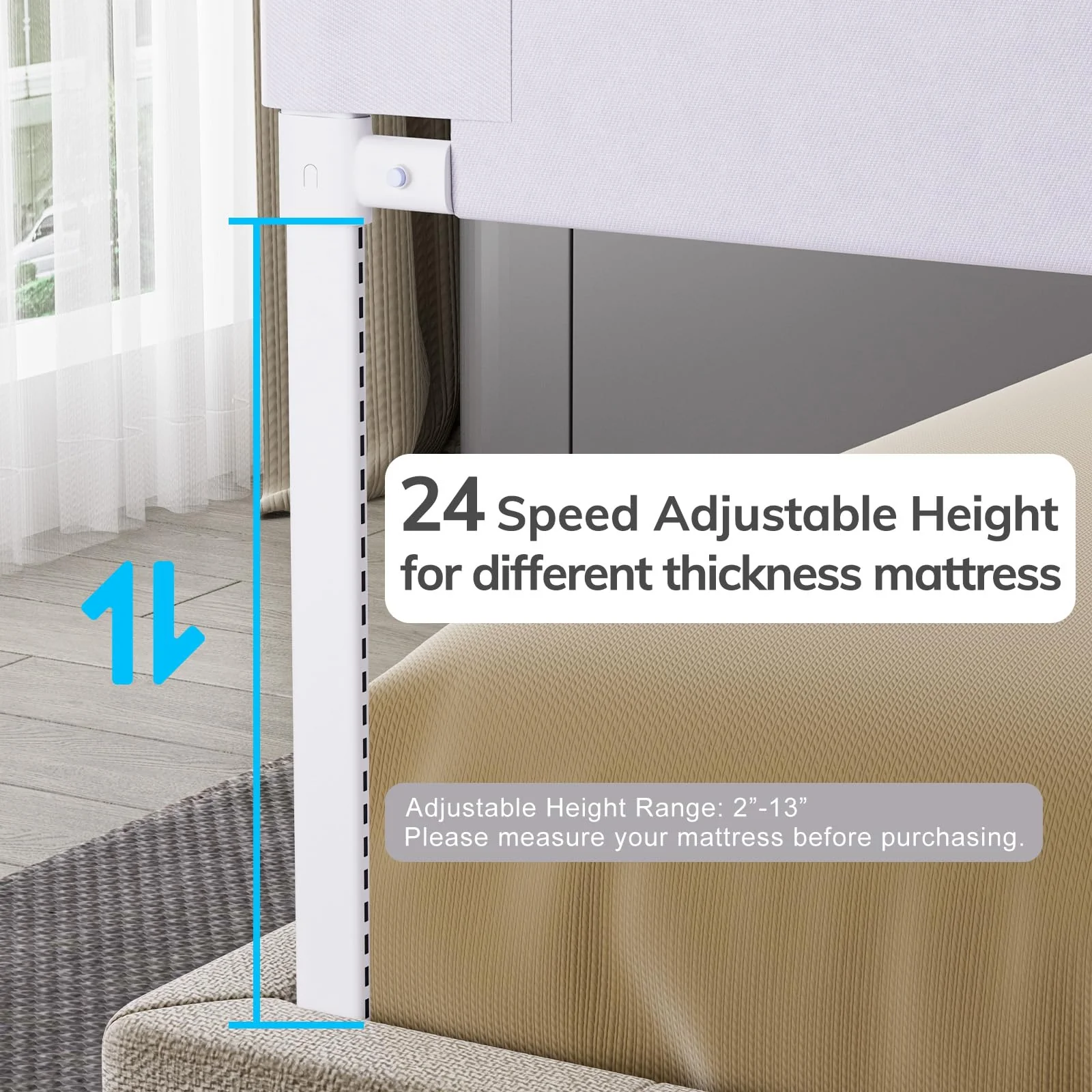 Omzer 3 Pack Toddler Bed Rails with Double Child Lock