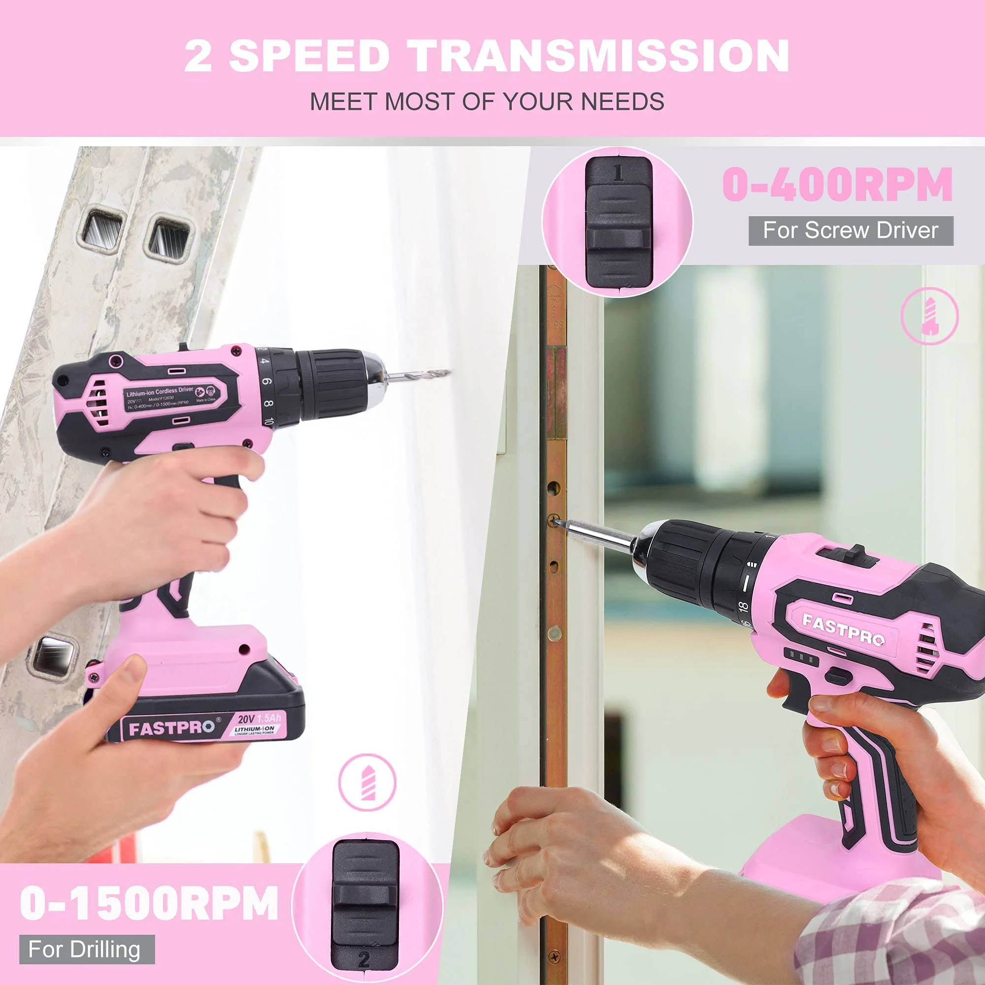 FASTPRO 232 Piece Cordless Drill Driver and Home Tool Set