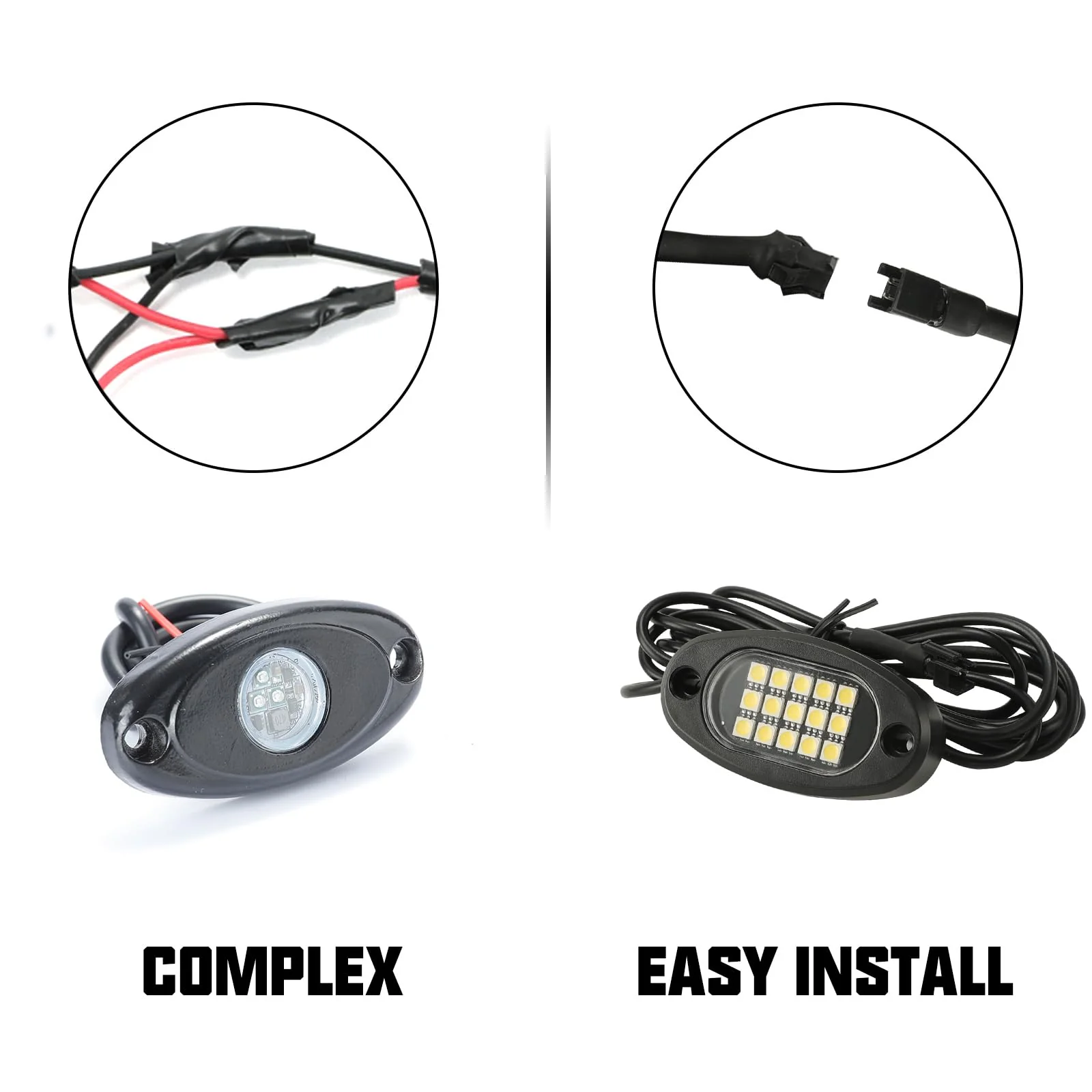 Winunite 20 Pods White Rock Lights with 16.4Ft Extension Wires