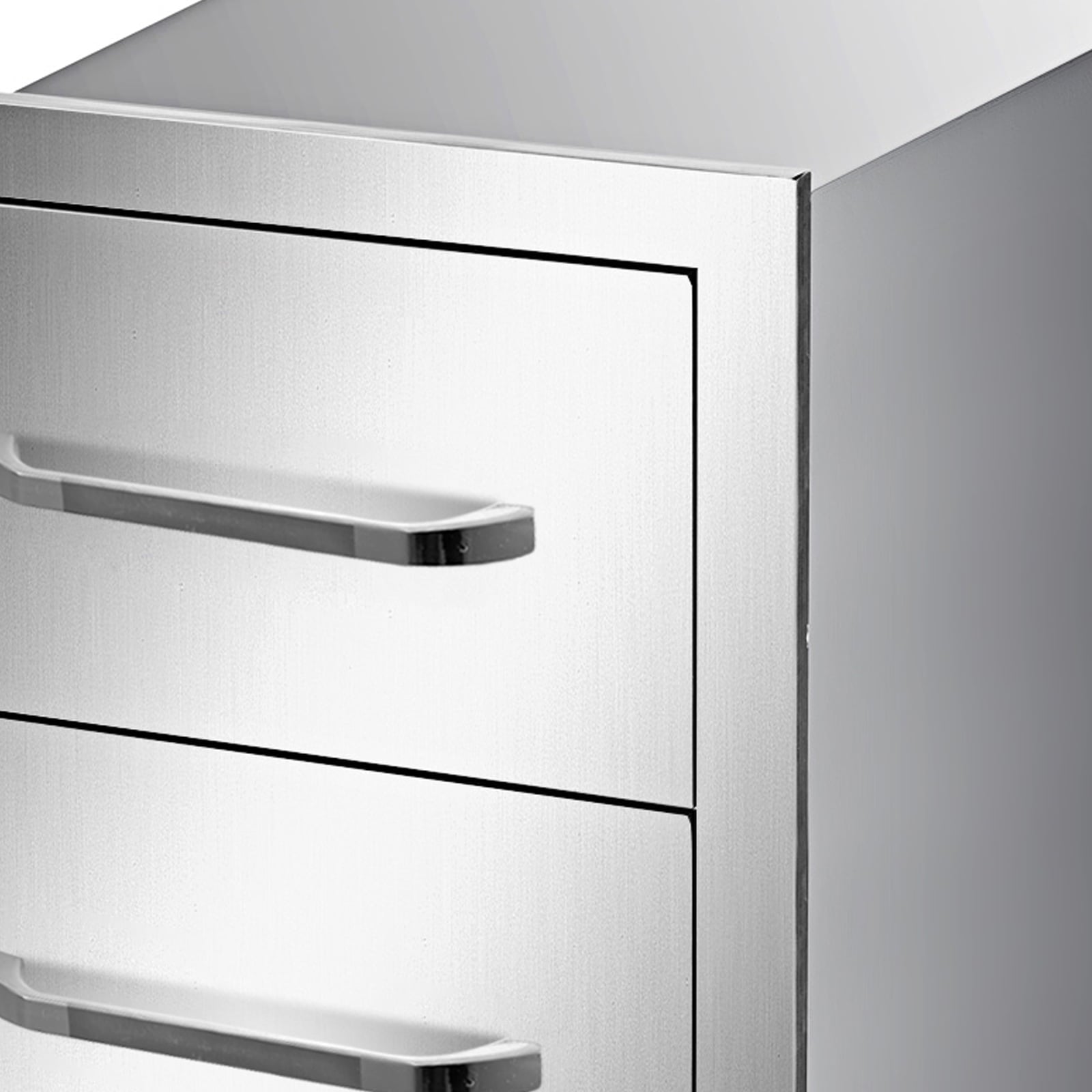 Outdoor Kitchen Drawers 16 W x 21.5 H x 18 D. Flush Mount Triple Access BBQ Drawers with Stainless Steel Handle. BBQ Island Drawers for Outdoor Kitchens or BBQ Island Patio Grill Station