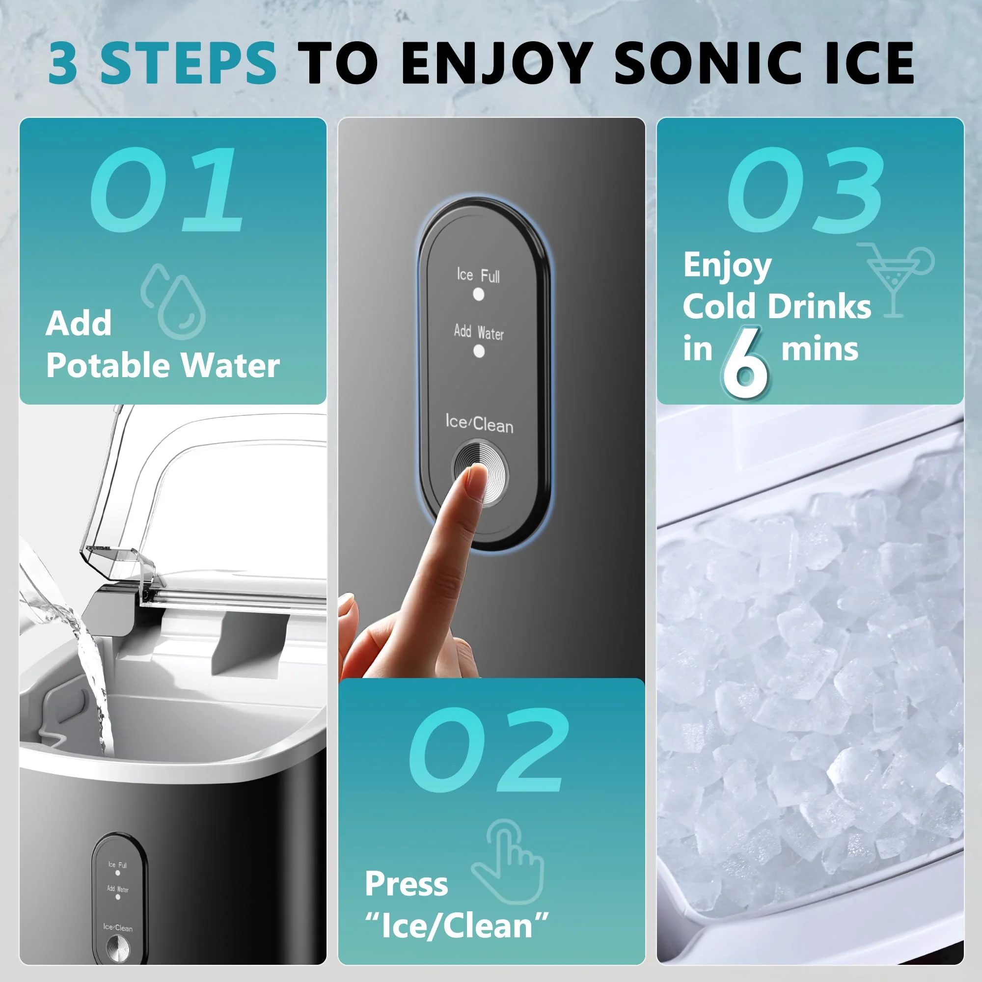 EUHOMY Nugget Ice Maker Countertop with Handle