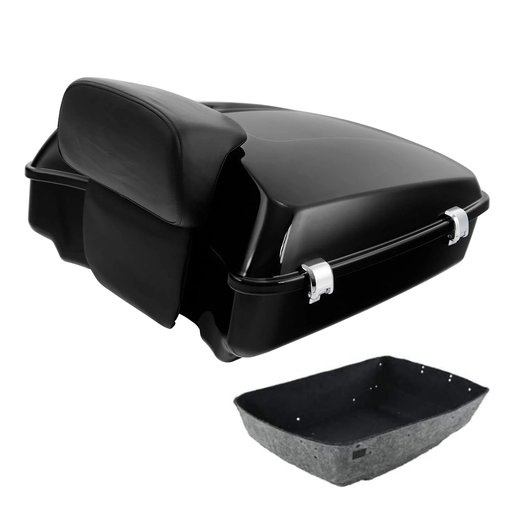 TCT-MOTORPARTS Chopped Tour Pack Pak Trunk w/Backrest & Mount Rack