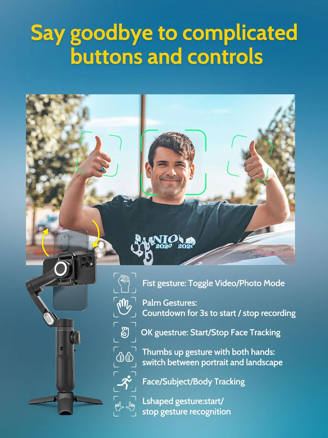 AOCHUAN Gimbal Stabilizer for Smartphone w/Wireless Charging