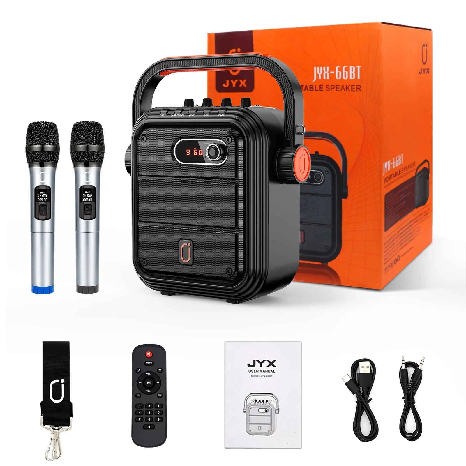 JYX Karaoke Machine with 2 UHF Wireless Microphones