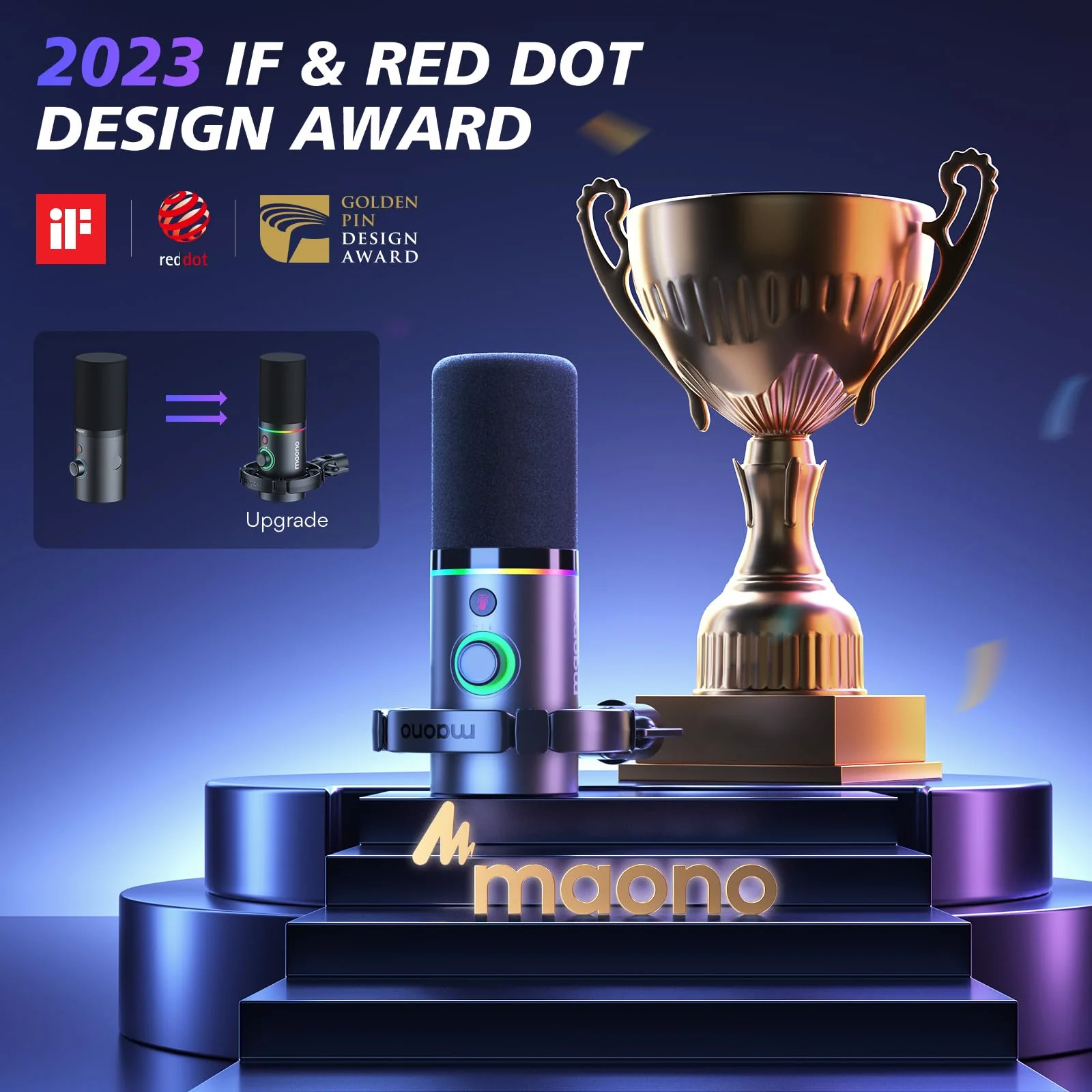 MAONO XLR/USB Dynamic Microphone Kit. RGB Podcast Mic