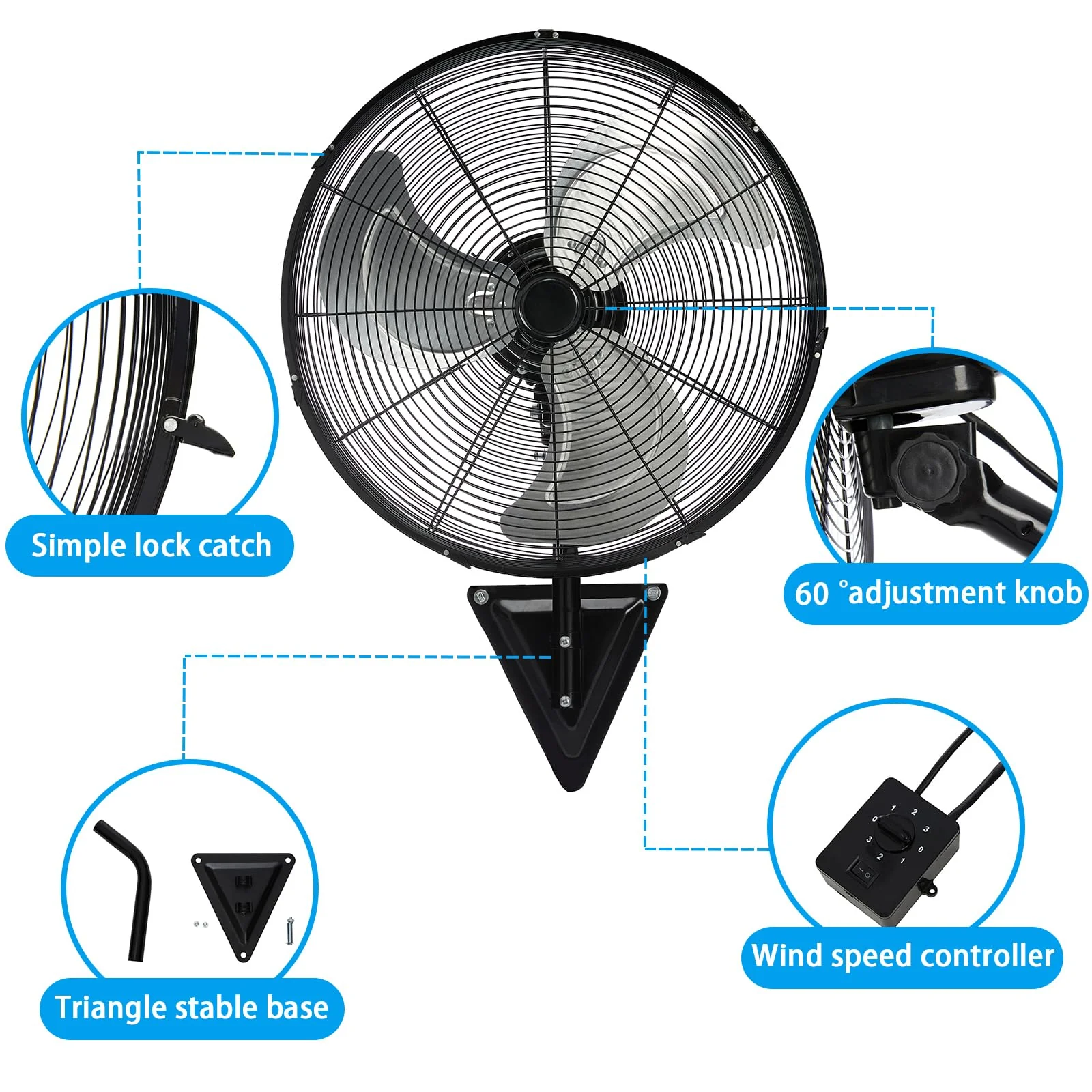 WARMLREC 18In Wall Mount Fan. 120�� Oscillating Fan