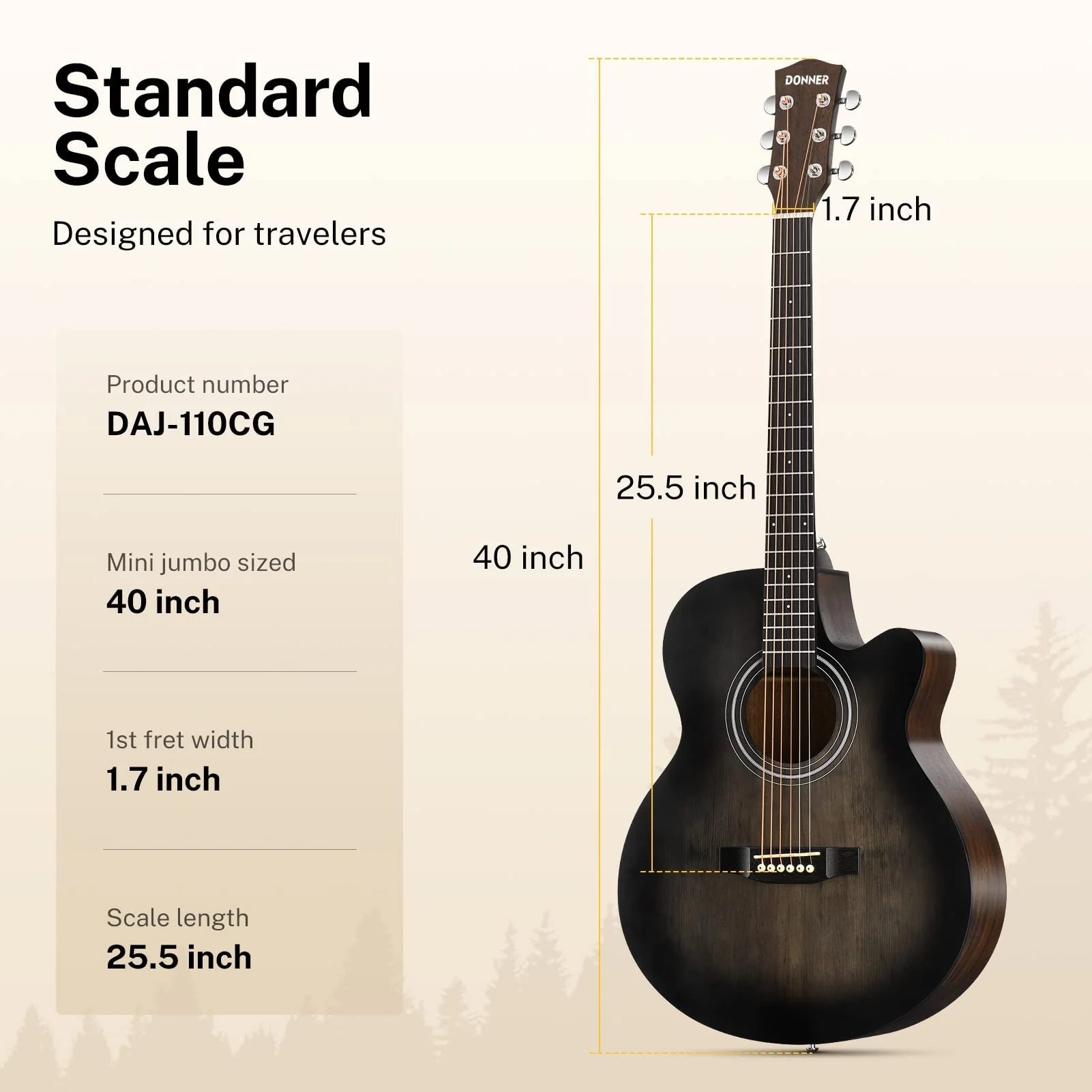 Donner 40 Inch Acoustic Guitar for Beginner