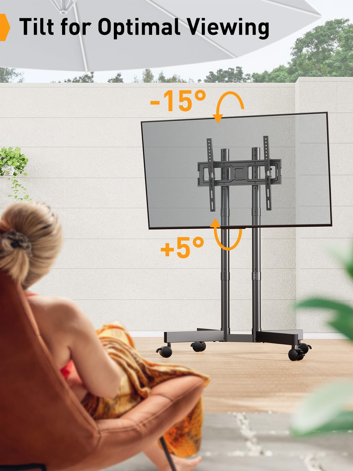 Perlegear Rolling TV Stand. Mobile TV Stand for 32-70 inch TVs