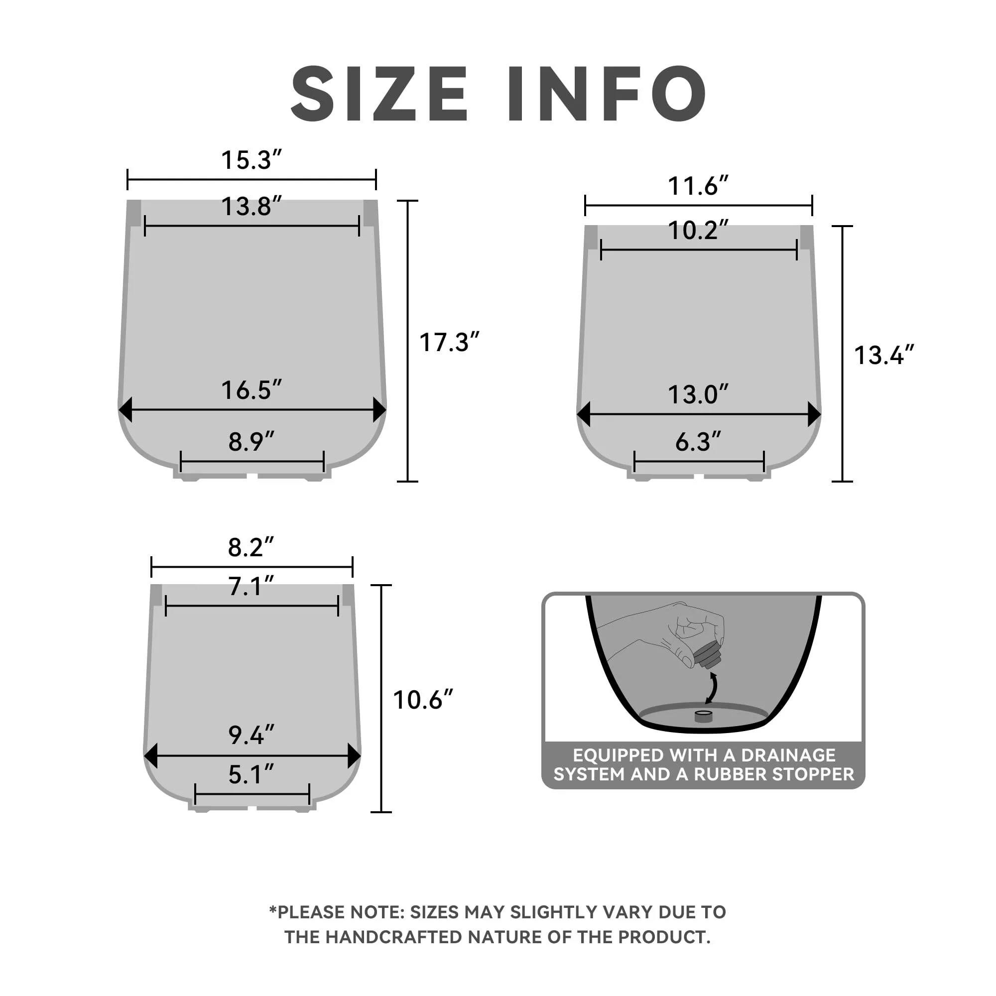 Kante 15.3+11.6+8.2 Dia Round Concrete Planter