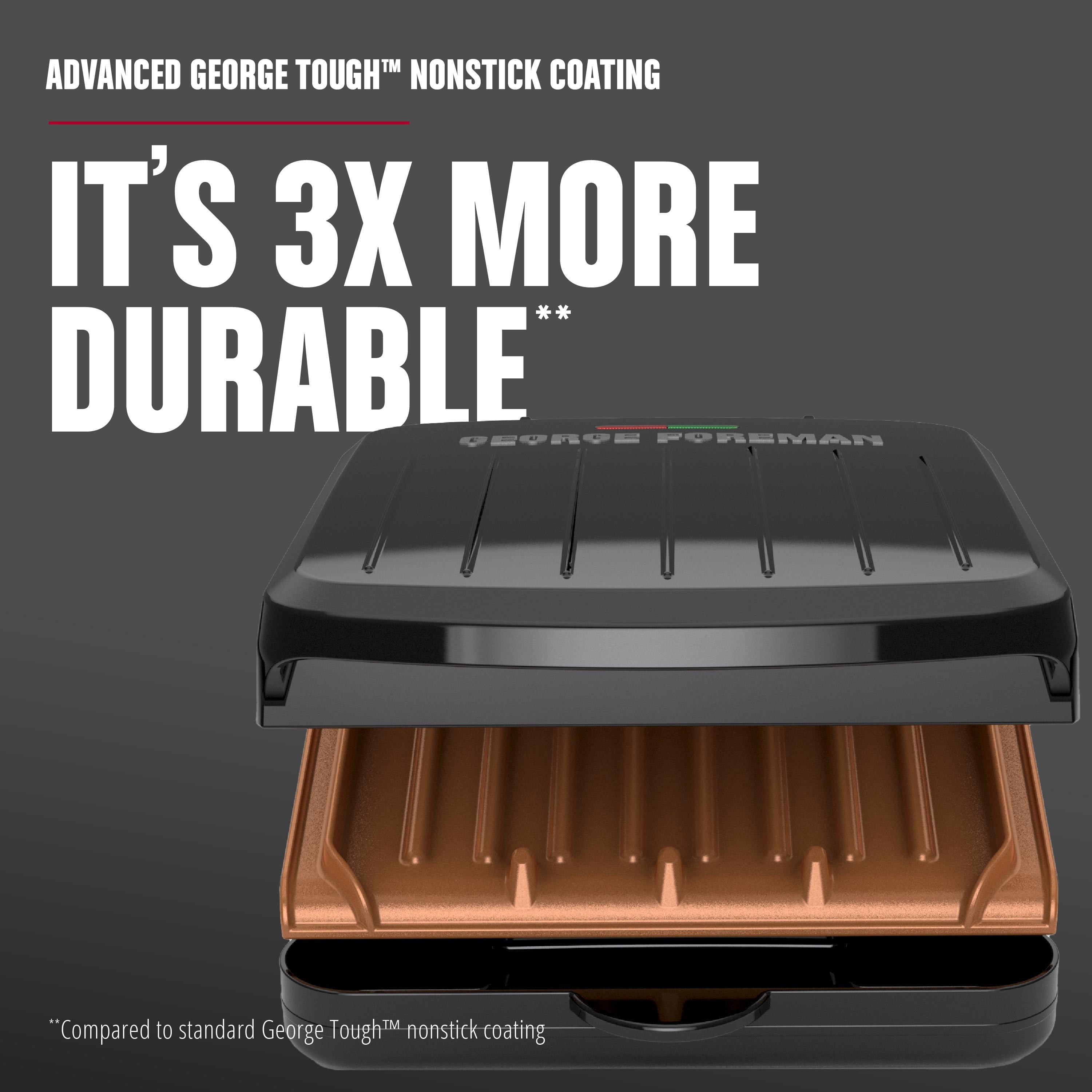 Foreman Electric Indoor Grill and Panini Press. Black with Copper Plates. Serves 2. Classic Plate. GRS040-Series