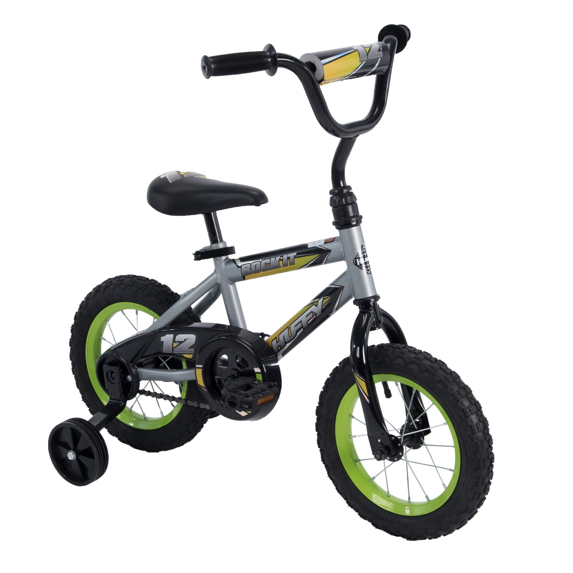 12 in. Rock It Boy Kids Bike. Grey Matte and Lime