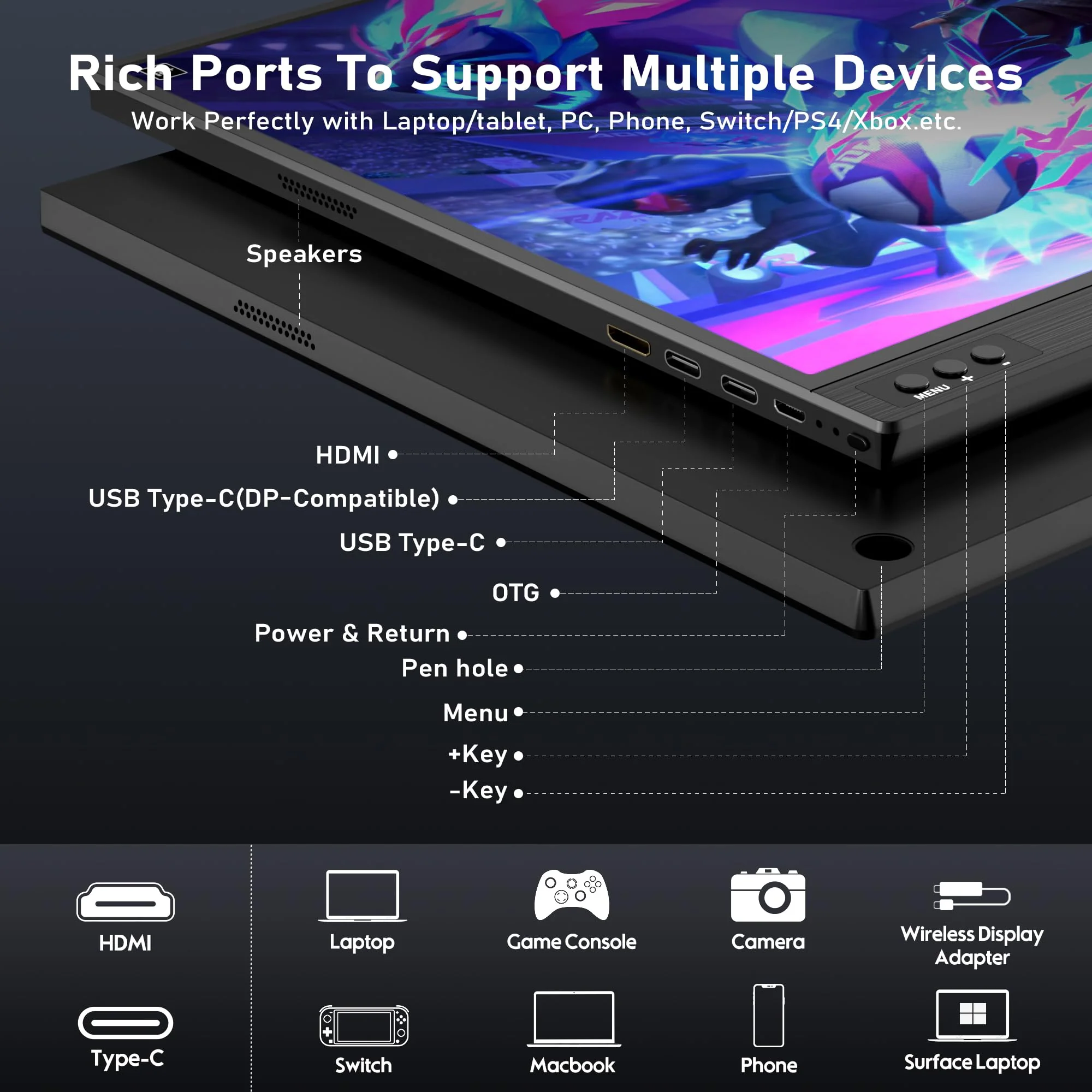 ZSCMALLS Portable Monitor 15.6 Inch Full HD