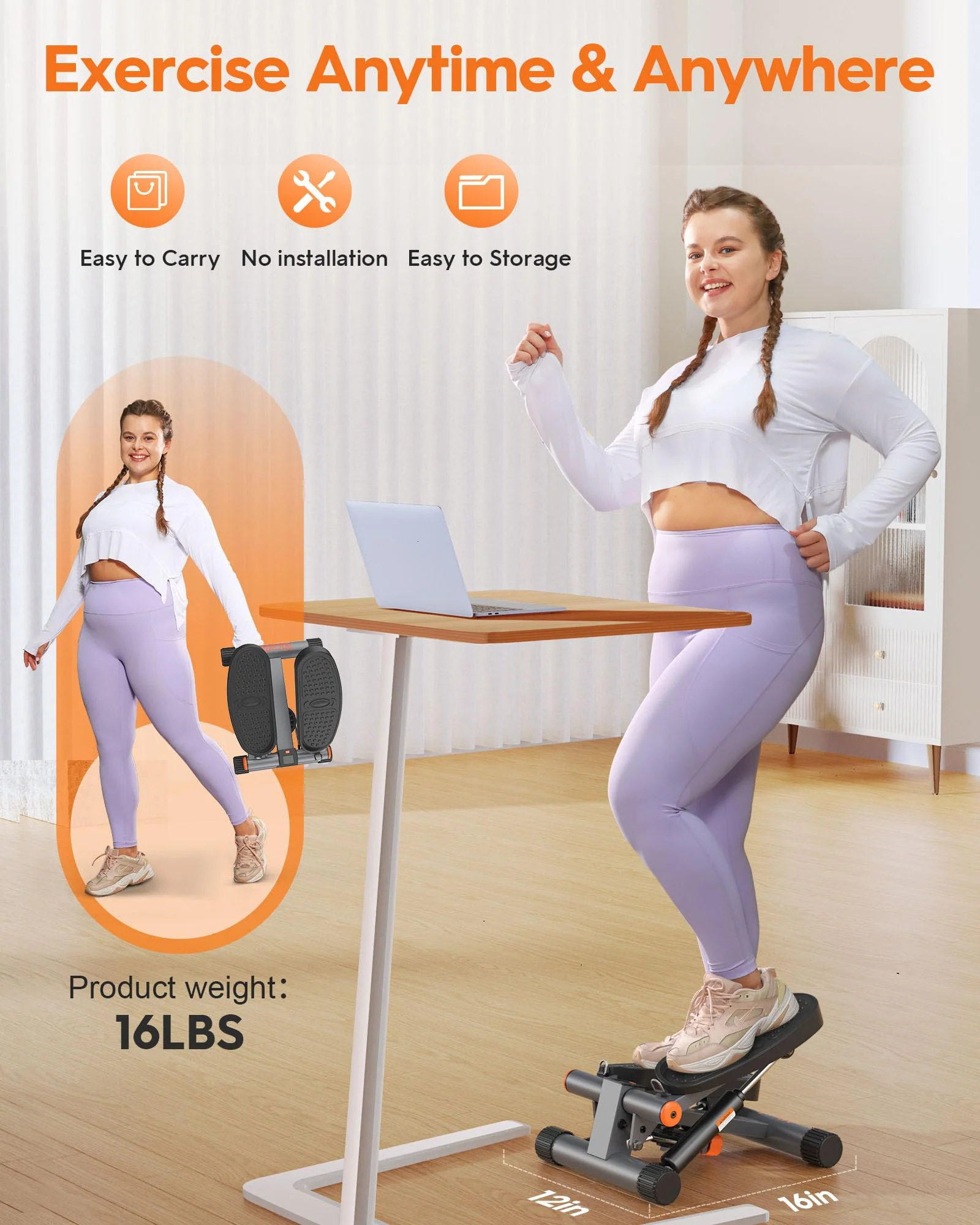 Niceday Mini Stair Stepper with Resistance Bands