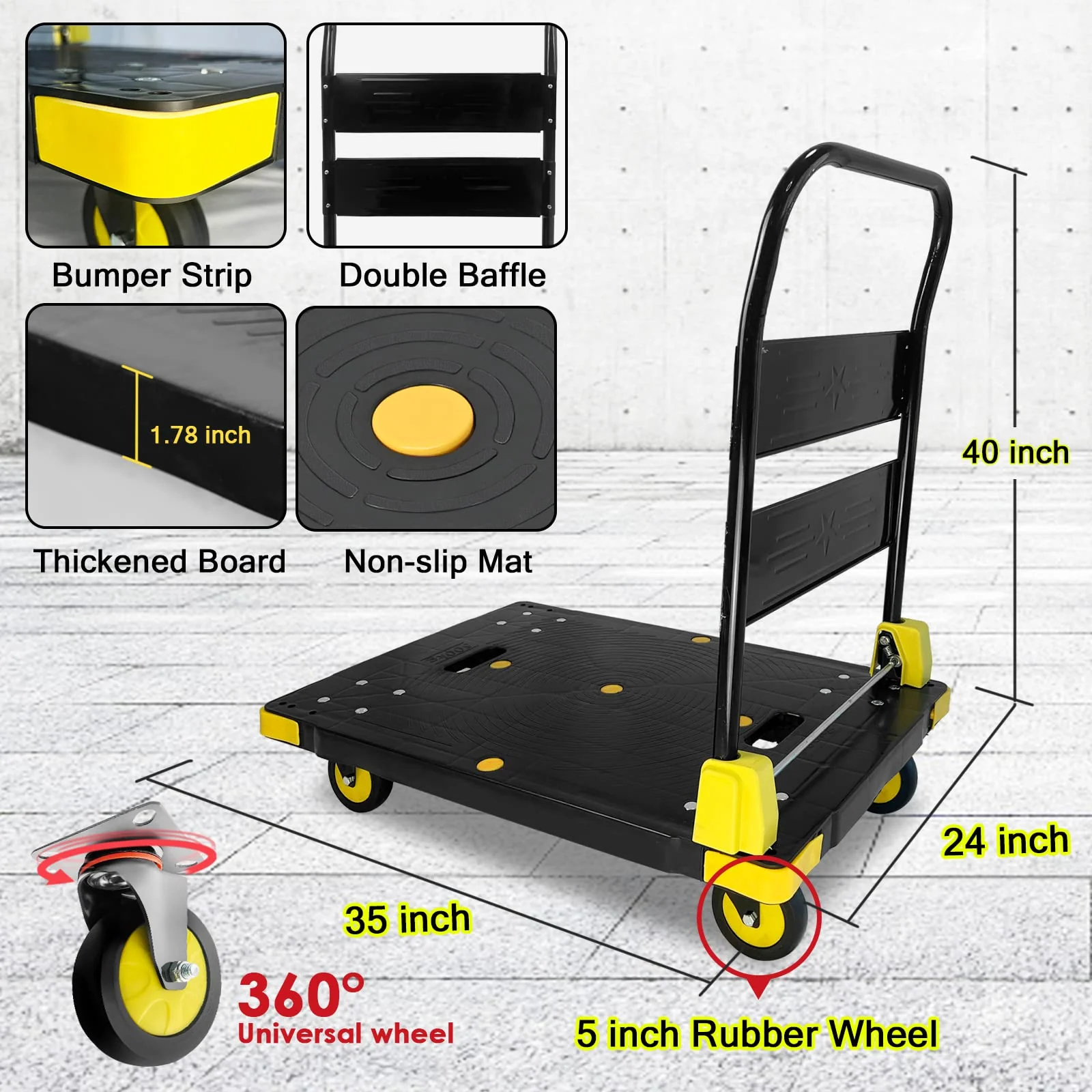 Chinco Folding Platform Truck Cart 1000LBS Push Cart