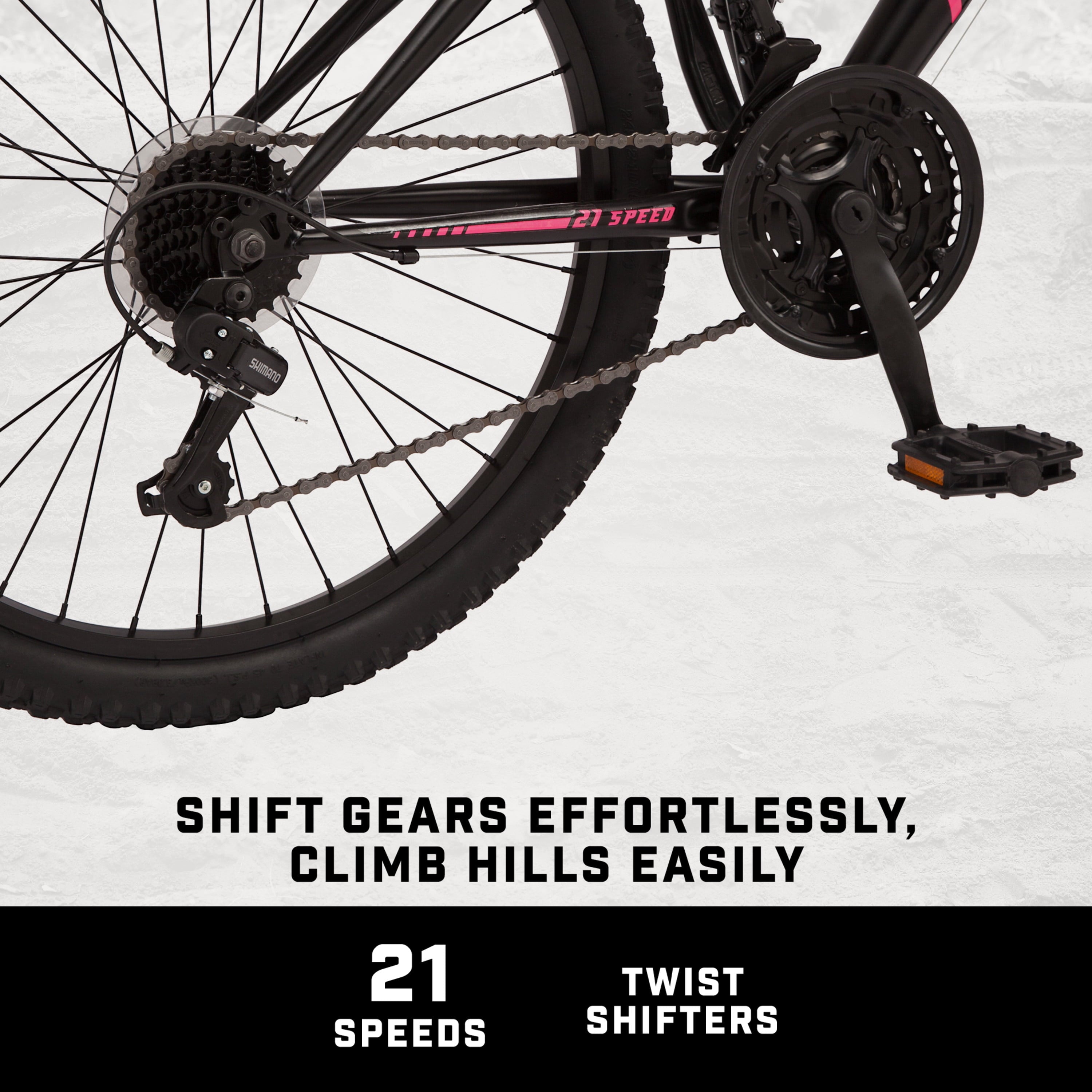 24-in. Excursion Unisex Mountain Bike. Black. 21 Speeds