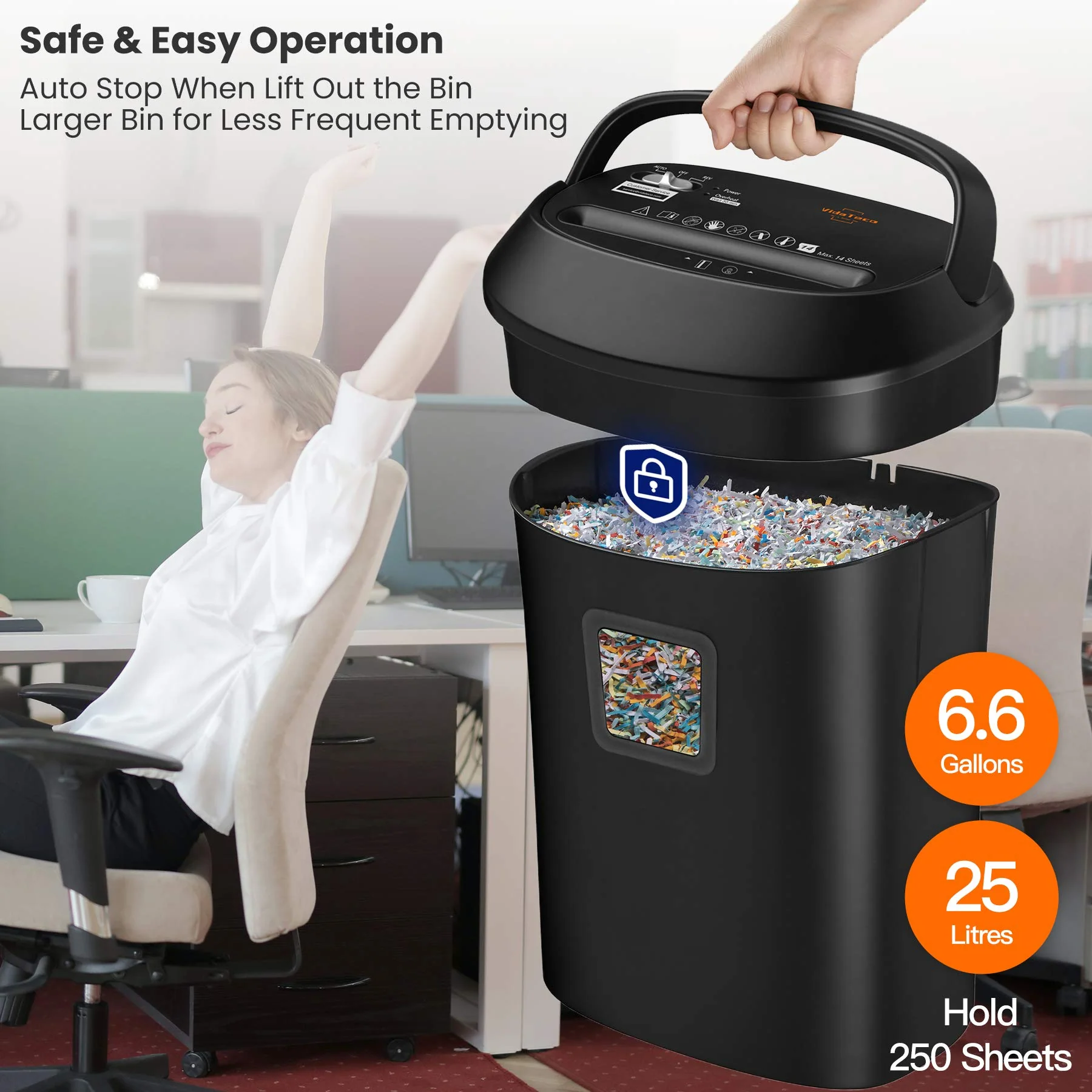 VidaTeco 14-Sheet Cross-Cut Paper Shredder