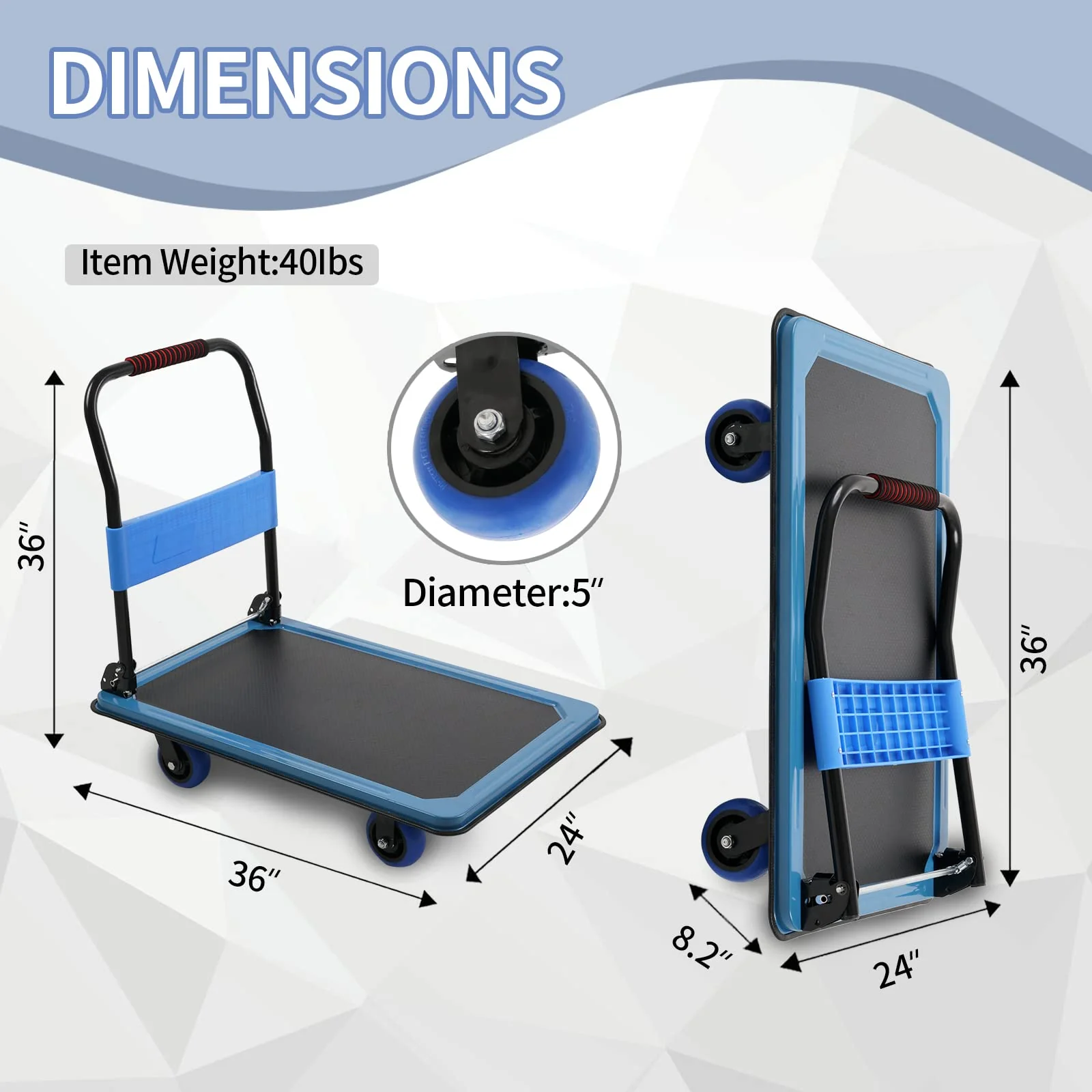 Lomive Platform Truck. 1100Lbs Hand Truck Push Cart Dolly