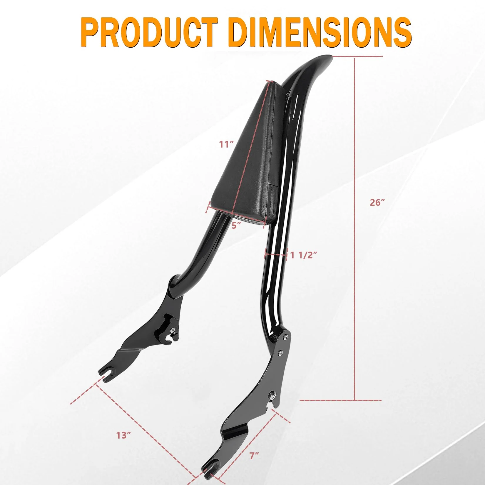 26 Height Black Sissy Bar Compatible for Harley Davidson Touring Models