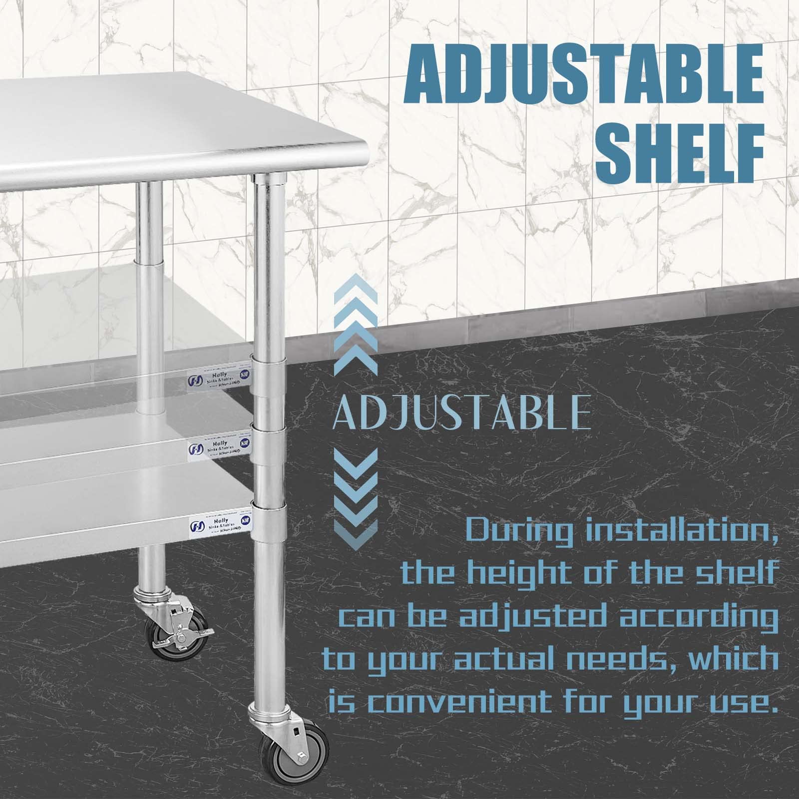 Hally Stainless Steel Table for Prep & Work 24 x 18 Inches