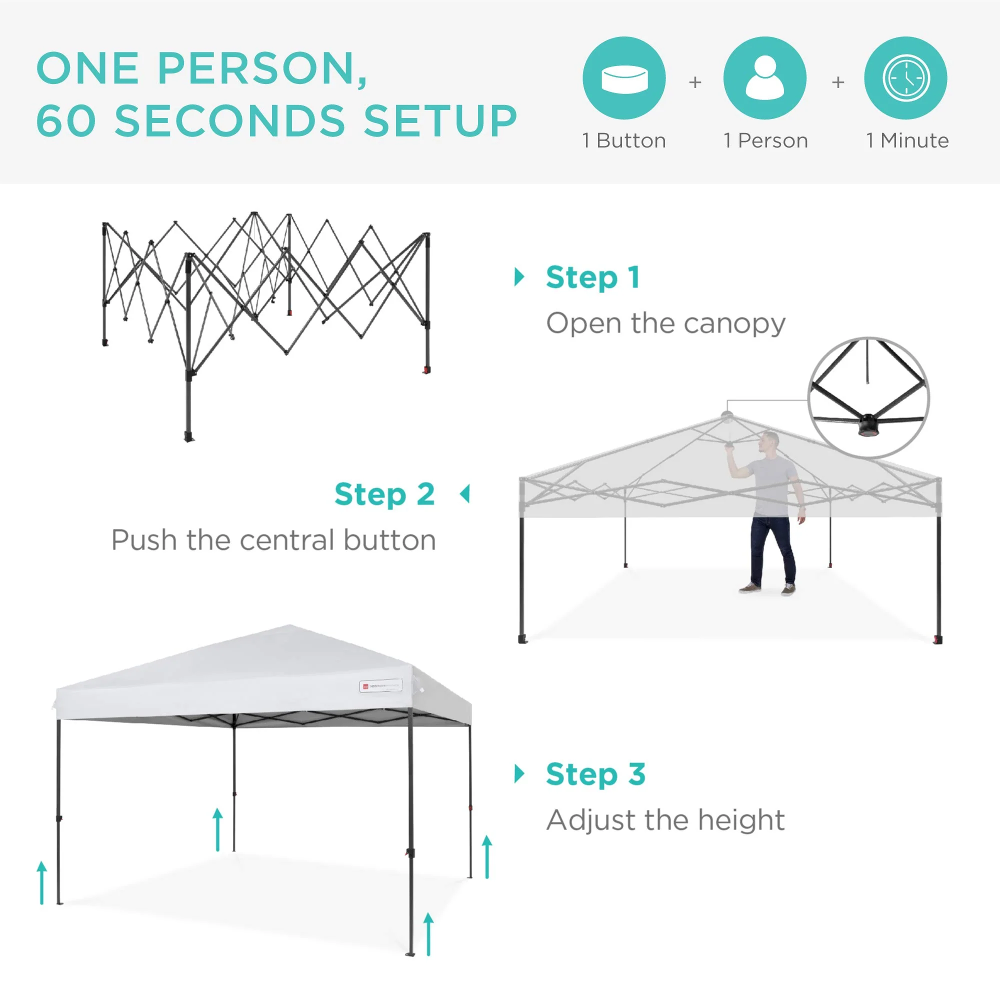 Best Choice Products Portable 10x10ft Canopy Tent Instant