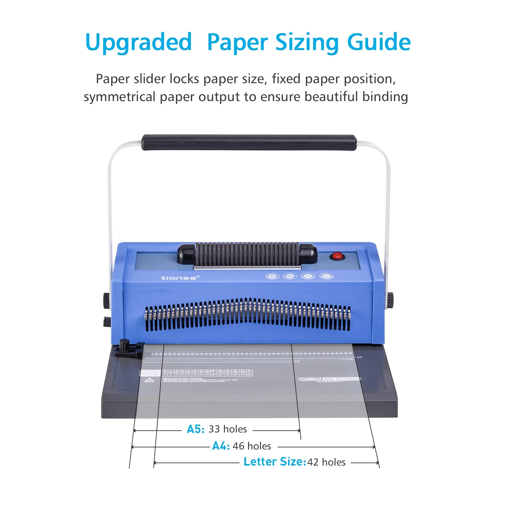 TIANSE Spiral Coil Binding Machine. Manual Book Maker Punch Binder