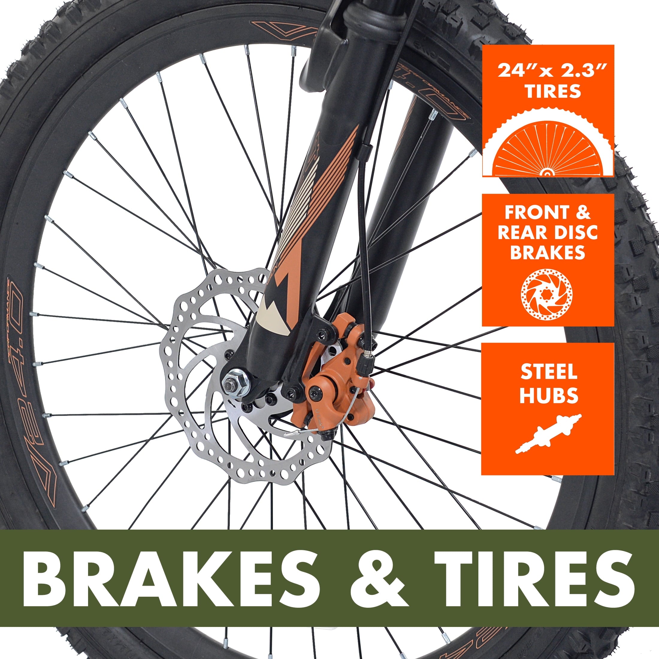 Trail 24 in. Youth Glide Aluminum Mountain Bicycle. 8 Speeds. Front Suspension. Black
