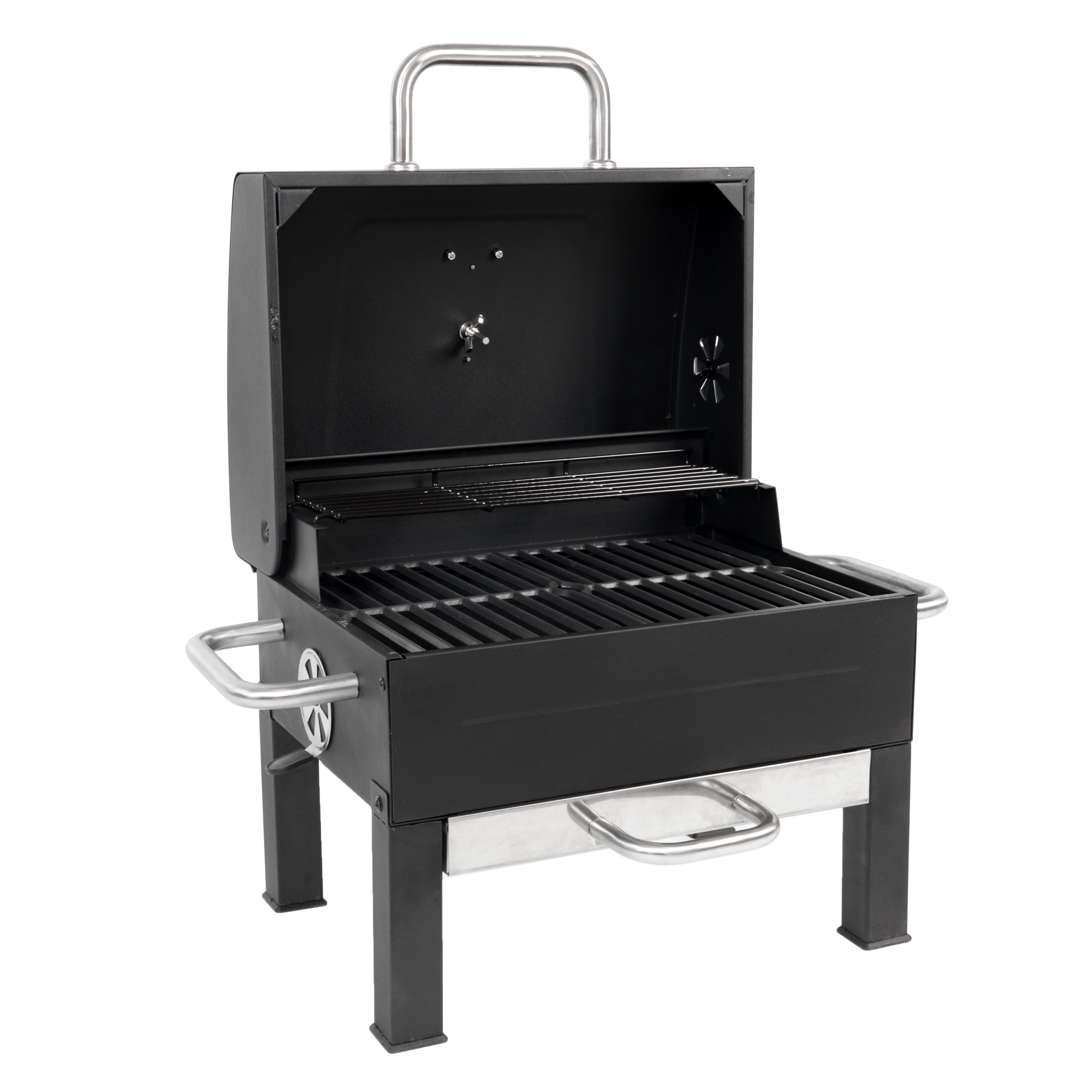 Grill Premium Portable Charcoal Grill. Black and Stainless Steel