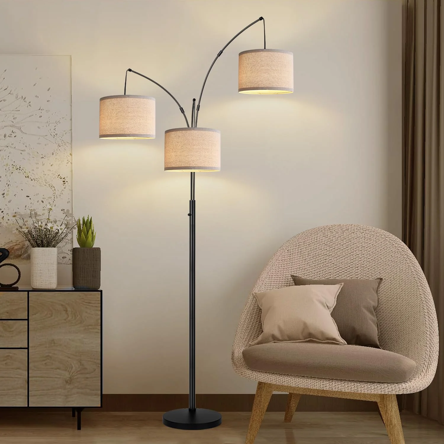 Nintiue Dimmable Floor Lamp. 3 Lights Arc Floor Lamps