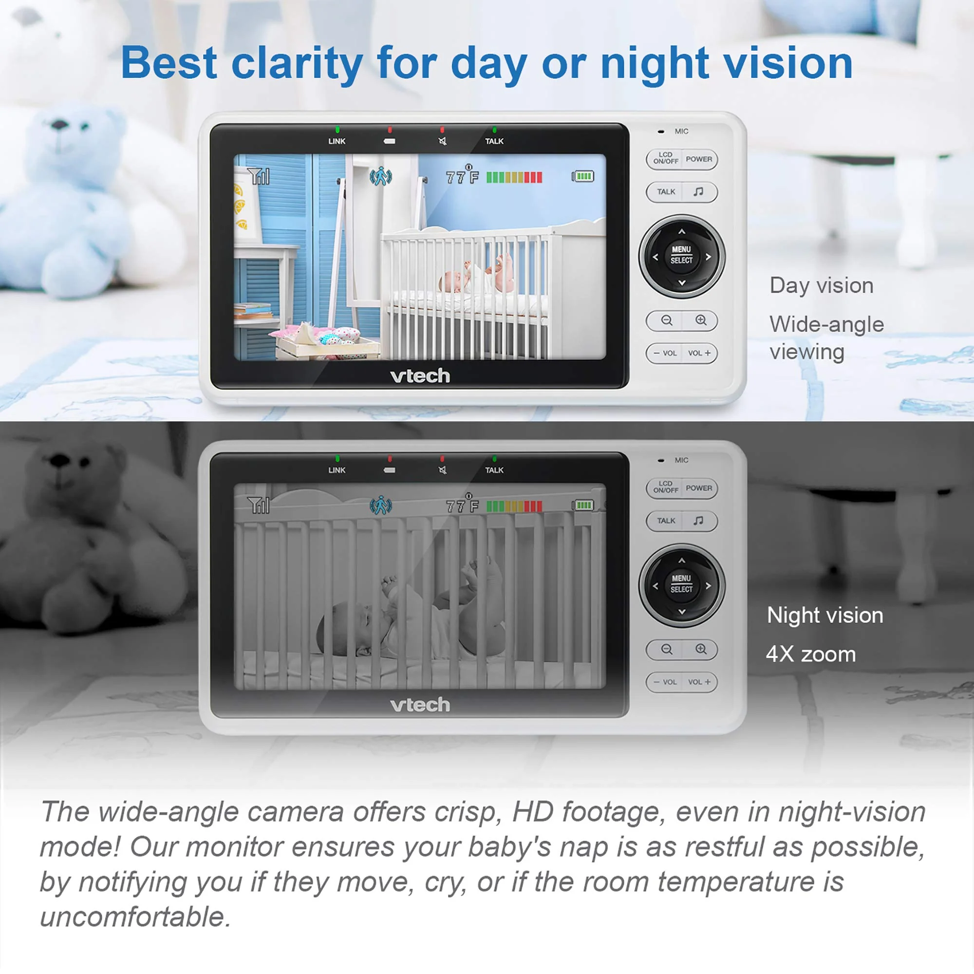 VTech Smart WiFi Baby Monitor. 5-inch 720p Display. 1080p Camera